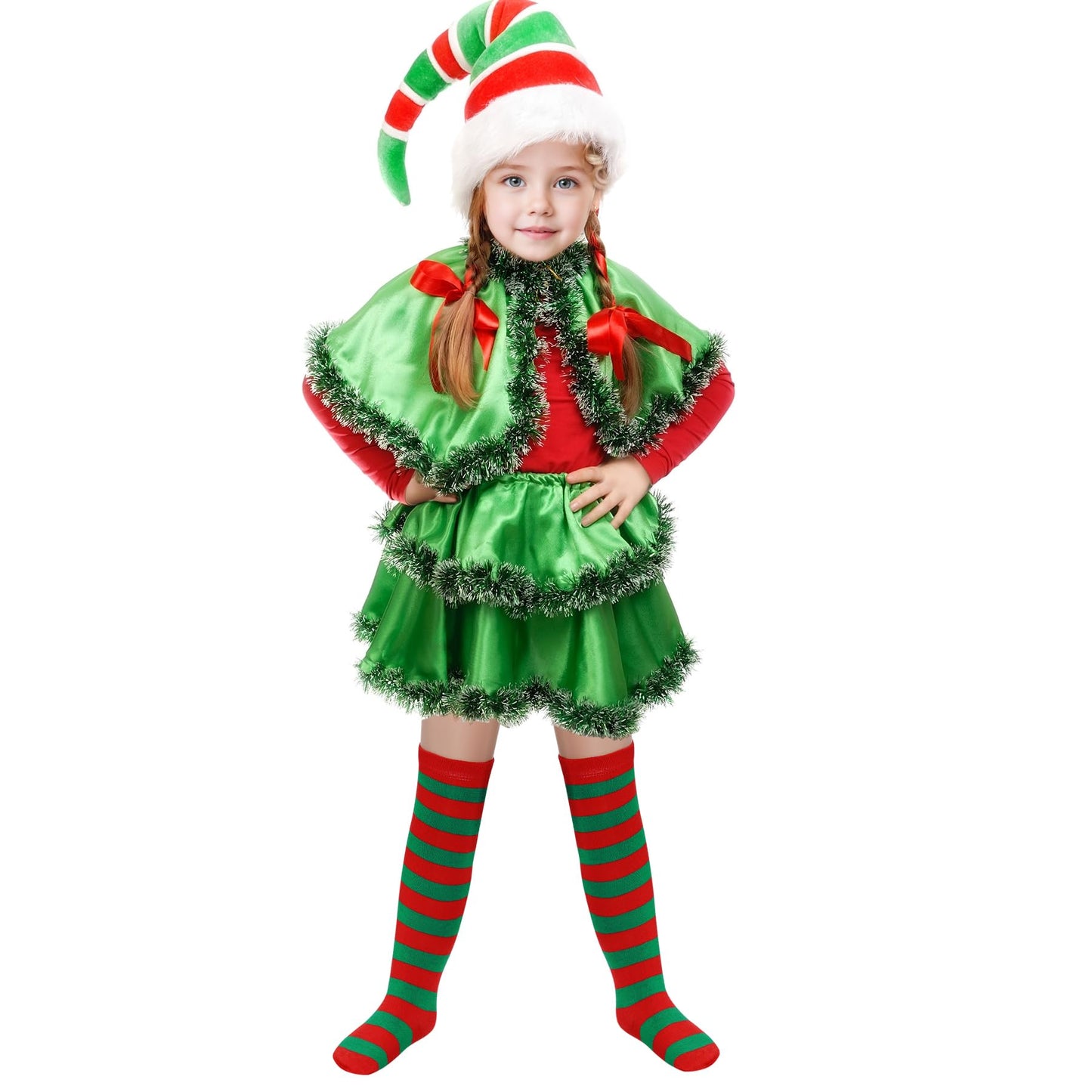 Dxhycc 3 Pairs Christmas Striped Knee High Socks Elf Candy Long Xmas Socks for Girls Boys Halloween Christmas Party - Medaid International