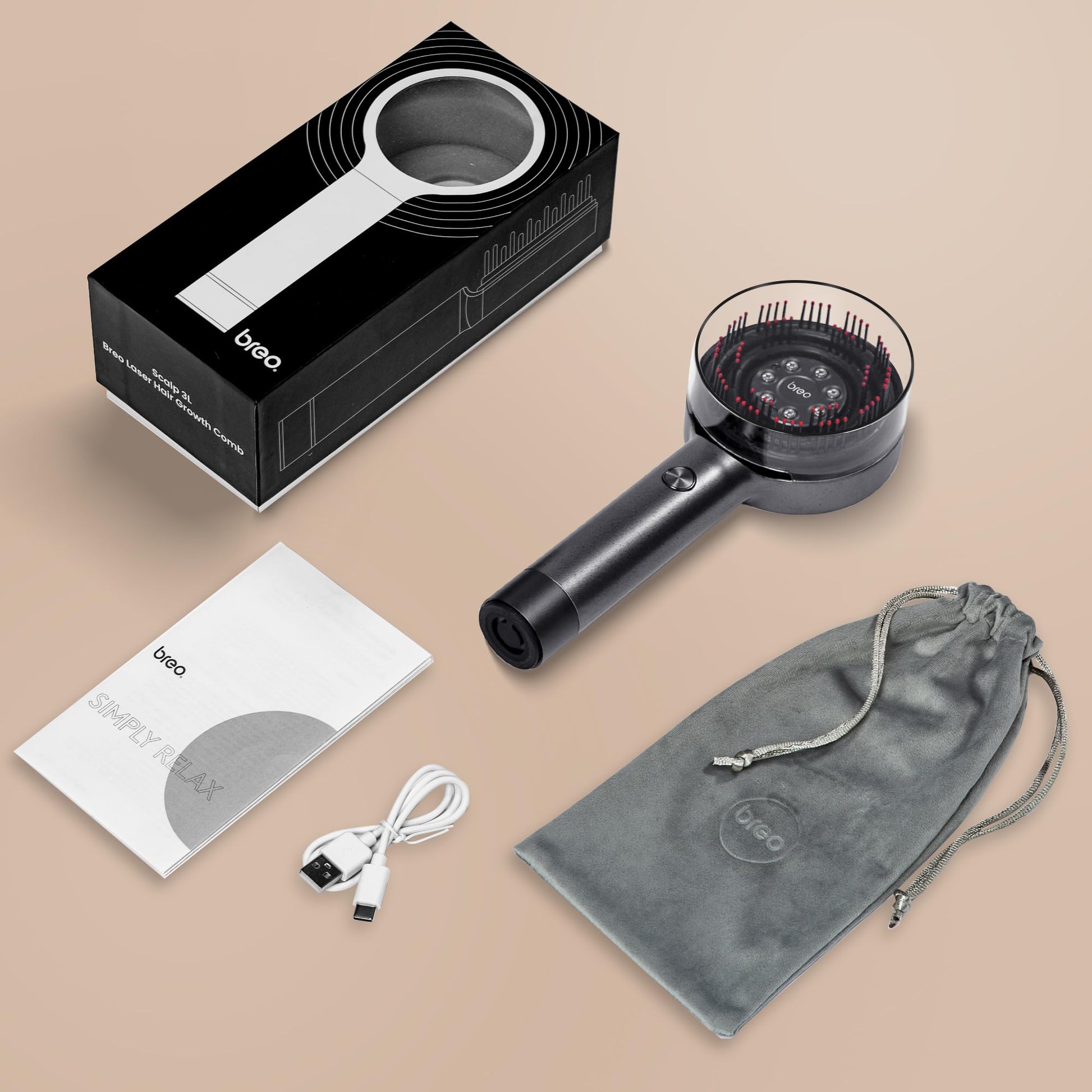 Breo Scalp 3L Laser Hair Growth Comb with 650nm Infrared Technology, 360° Scalp Massager, Waterproof Design, Effective Scalp Stimulation and Hair Regrowth - Medaid International