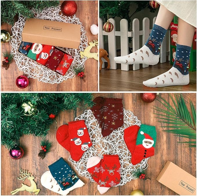DVKKHD 5 Pairs Christmas Socks, Funny Christmas Socks for Women and Men, Unisex Winter Socks with Xmas Patterns, Warm and Cozy Socks Set, Xmas Gift for Family, Friends, Adults, Girls and Boys - Medaid International