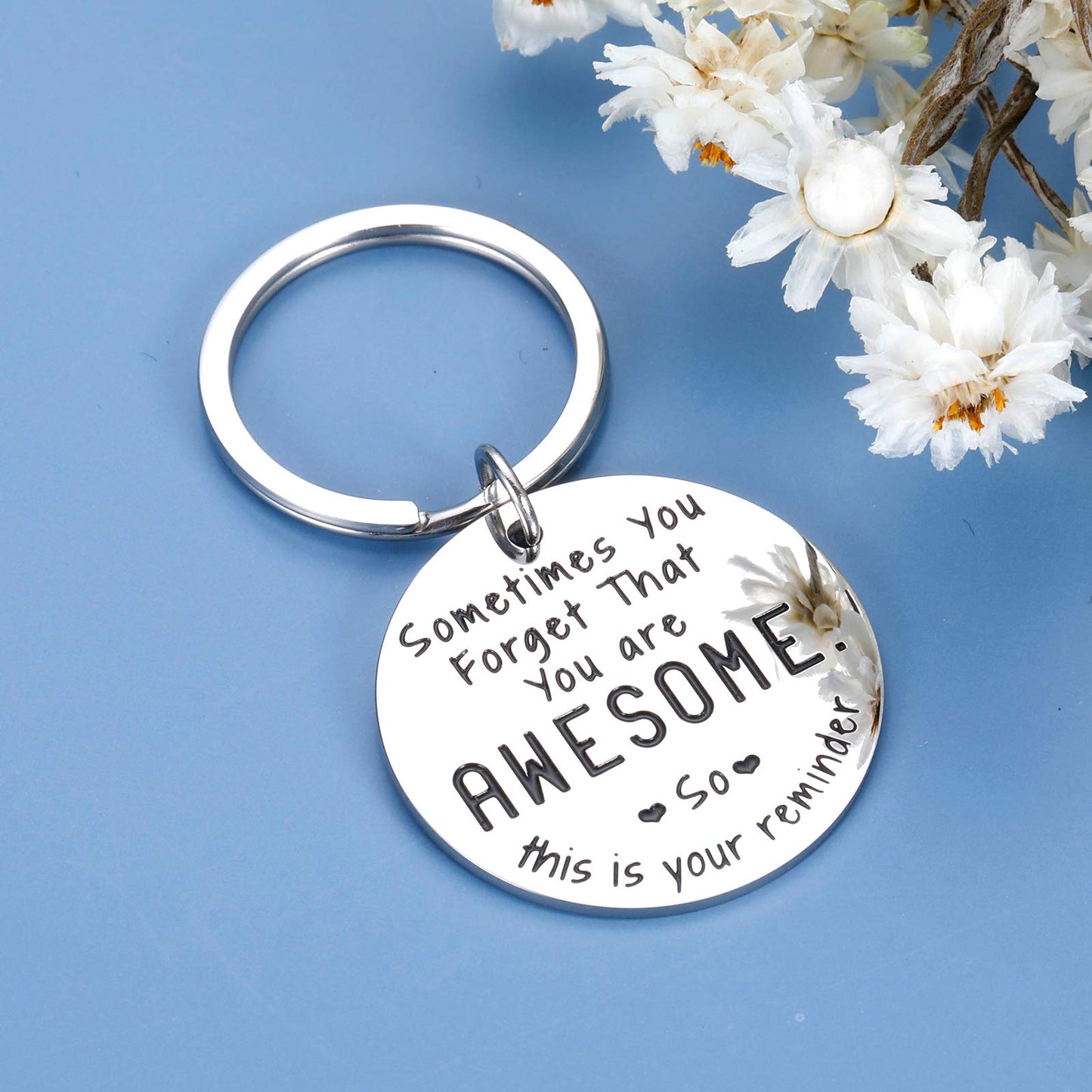 SYGUNAR Funny Inspirational Keychain Gifts Birthday Christmas Gifts for Best Women Men Friend BFF Him Her Thank You Gift for Coworker Boss Graduation Gift for Daughter Son Students Thanksgiving Key Chain, Silver, Small - Medaid International