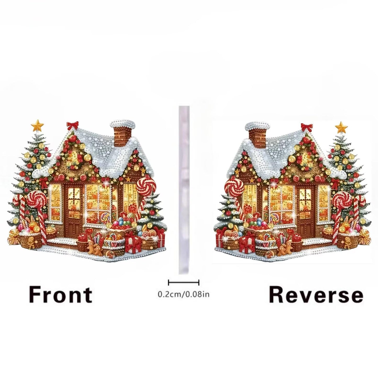 Christmas Gingerbread House Acrylic Ornament, Festive Hanging Decor with Candy & Tree Elements/1PC - Medaid International