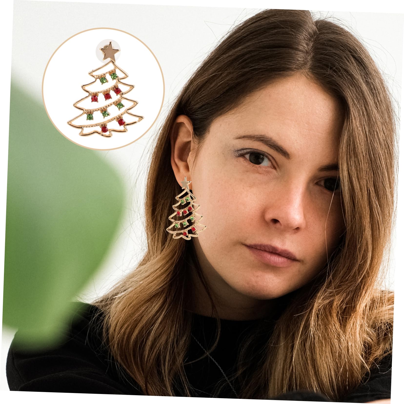 1Pair Exquisite Christmas Tree Shape for Women Holiday Jewelry Festive Cartoon Design Durable Present for Xmas Parties - Medaid International