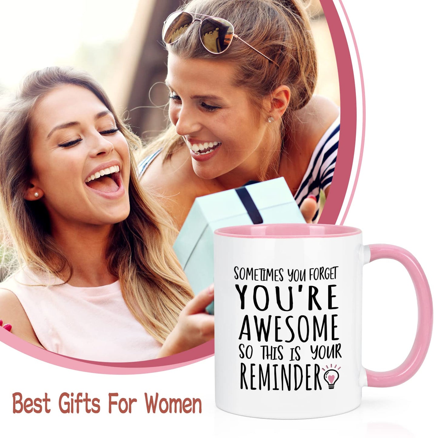 YHRJWN - Sometimes You Forget You're Awesome Coffee Mug, Inspirational Birthday Friendship Gifts for Women Coworker Administrative Mom, Employee Appreciation Christmas Gifts 11Oz - Medaid International