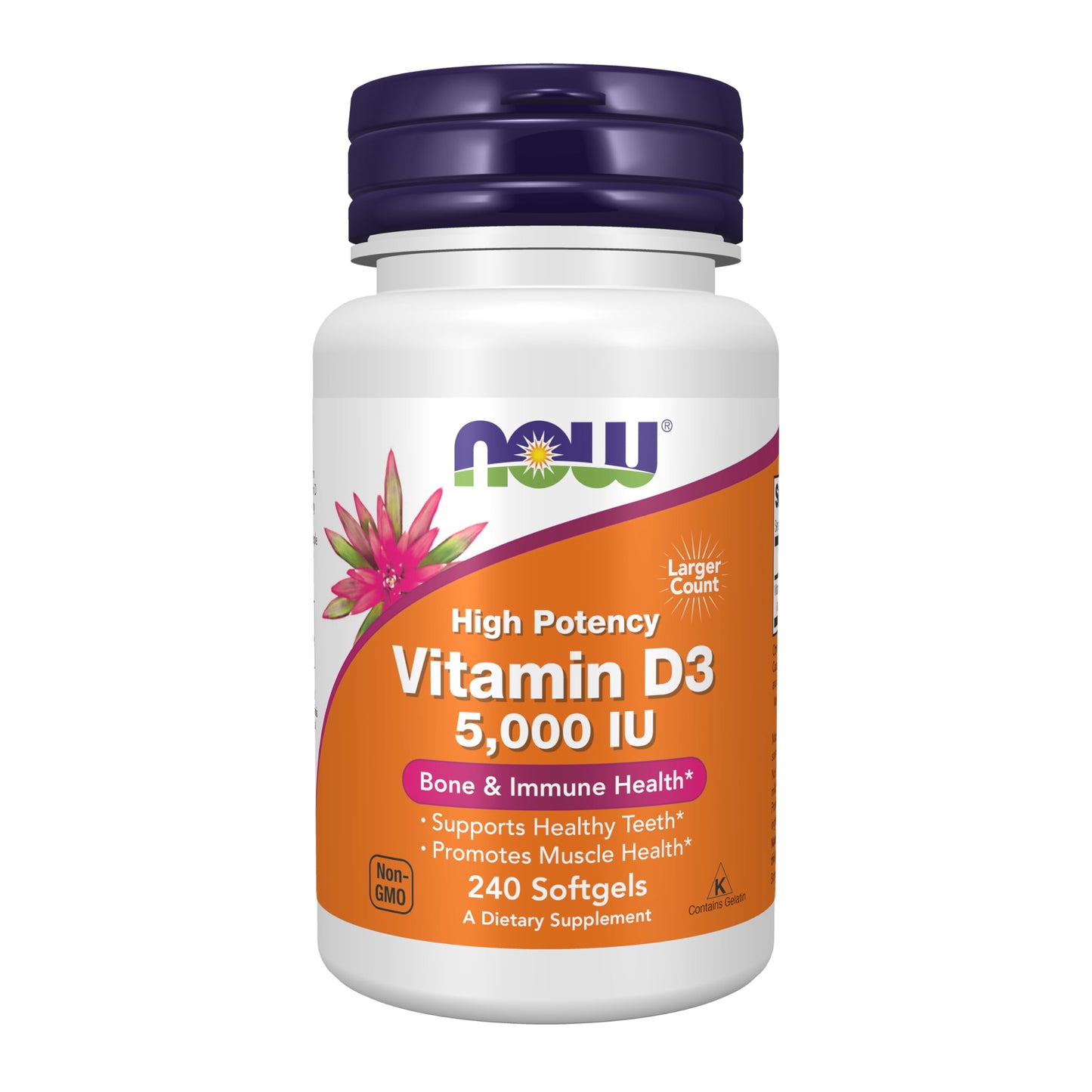 NOW Foods Supplements, Vitamin D-3 5,000 IU, High Potency, Structural Support*, 240 Softgels - Medaid International