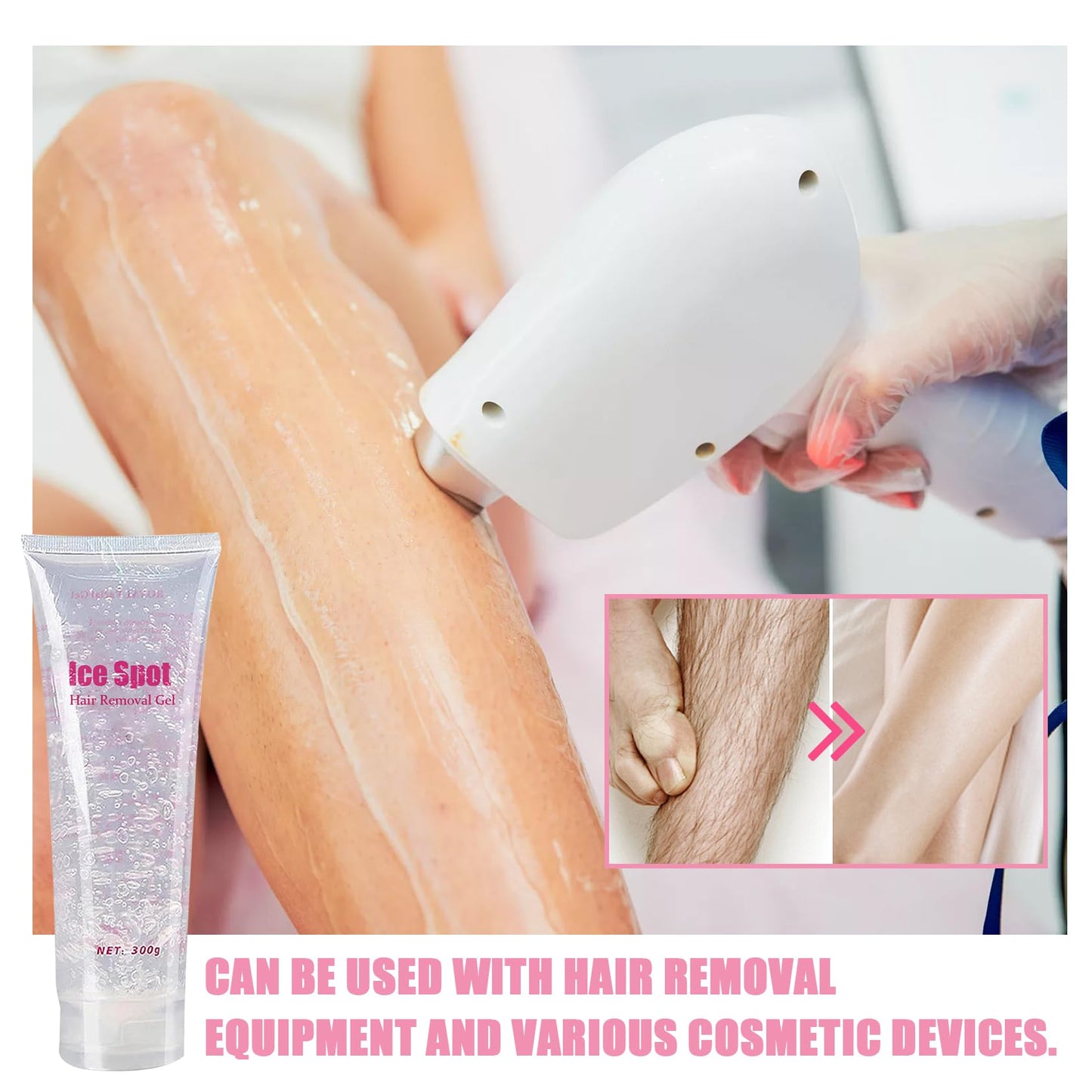 2PCS Cooling Gel for Lazer Hair Removal Device,Gentle Home Laser Hair Removal Cream for Women Men,Refreshing Moisturizing Body Face Gel 600ML - Medaid International