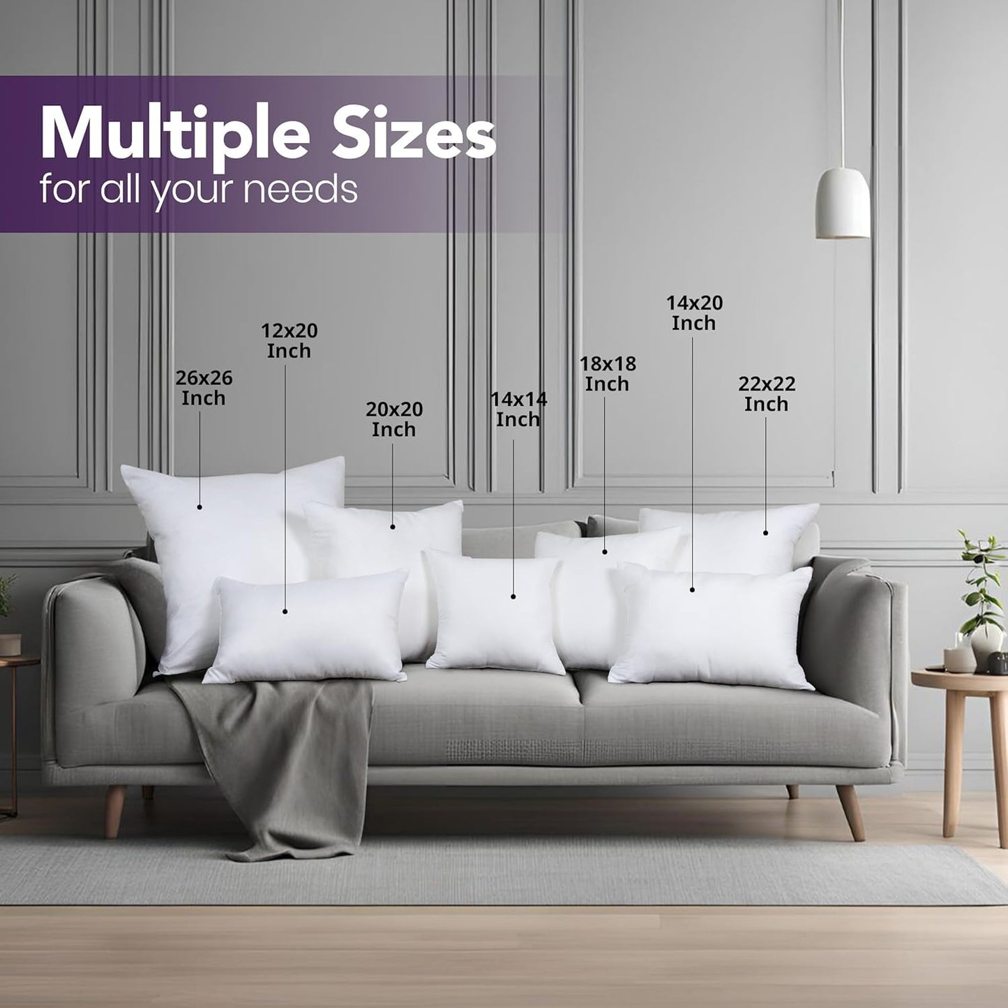 Utopia Bedding Throw Pillows (Pack of 2, White), 12 x 20 Inches Indoor Decorative Pillow Insert for Sofa, Bed and Couch - Medaid International