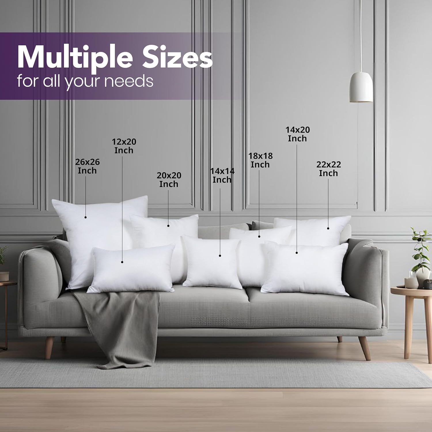 Utopia Bedding Throw Pillows (Pack of 2, White), 12 x 20 Inches Indoor Decorative Pillow Insert for Sofa, Bed and Couch - Medaid International