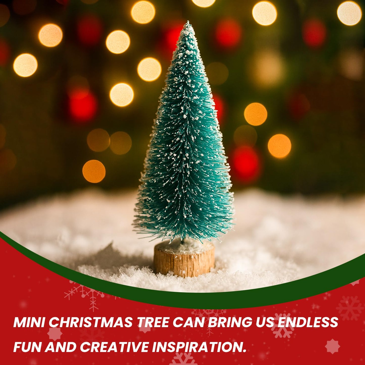 24PCS Christmas Tree - 1.77" Mini Artifical Christmas Decorations, Tower Pine for Indoor Holiday Party Decor & Village Home Table DIY Craft (Green, White) - Medaid International