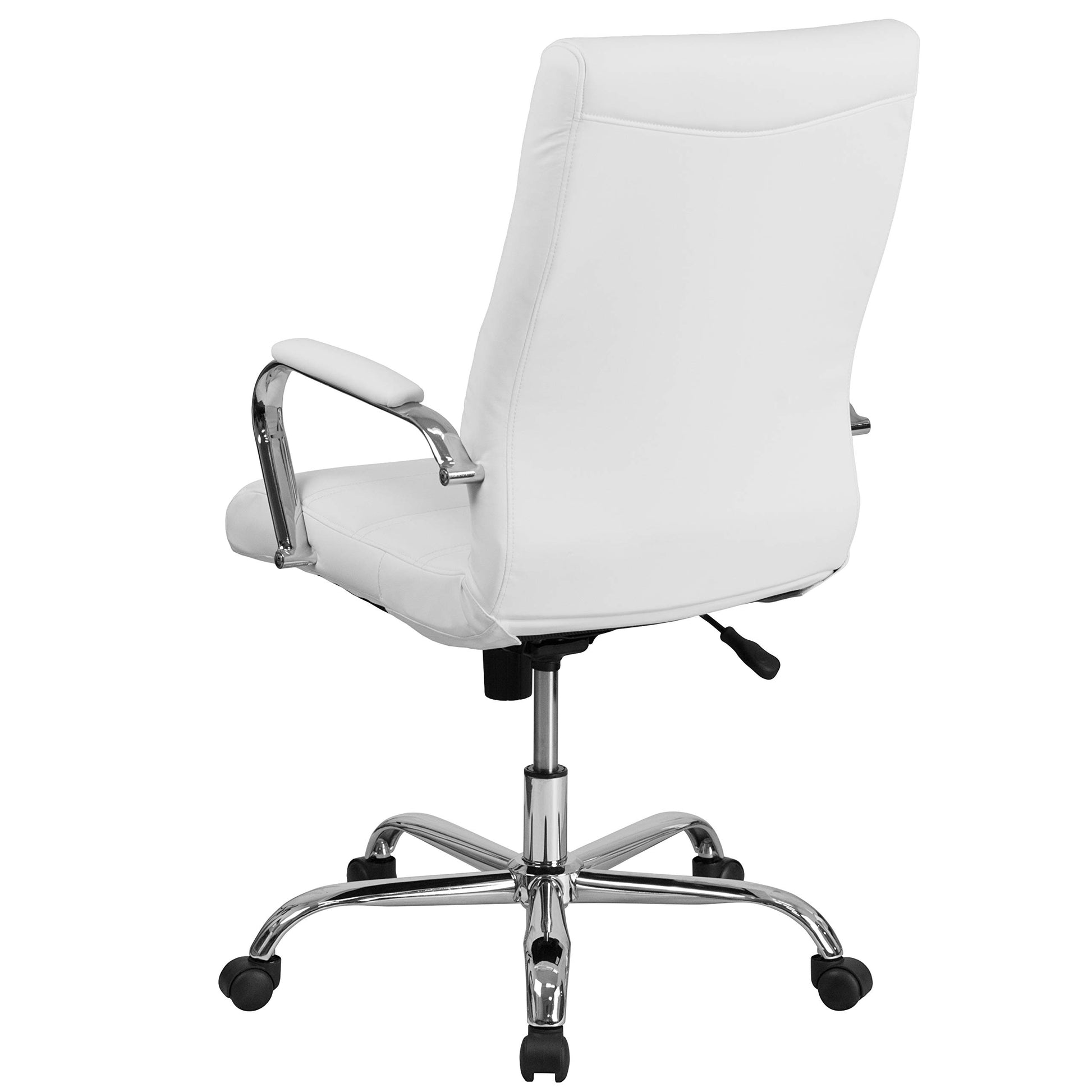Flash Furniture Whitney High-Back Swivel LeatherSoft Desk Chair with Padded Seat and Armrests, Adjustable Height Padded Office Chair, White/Chrome - Medaid International