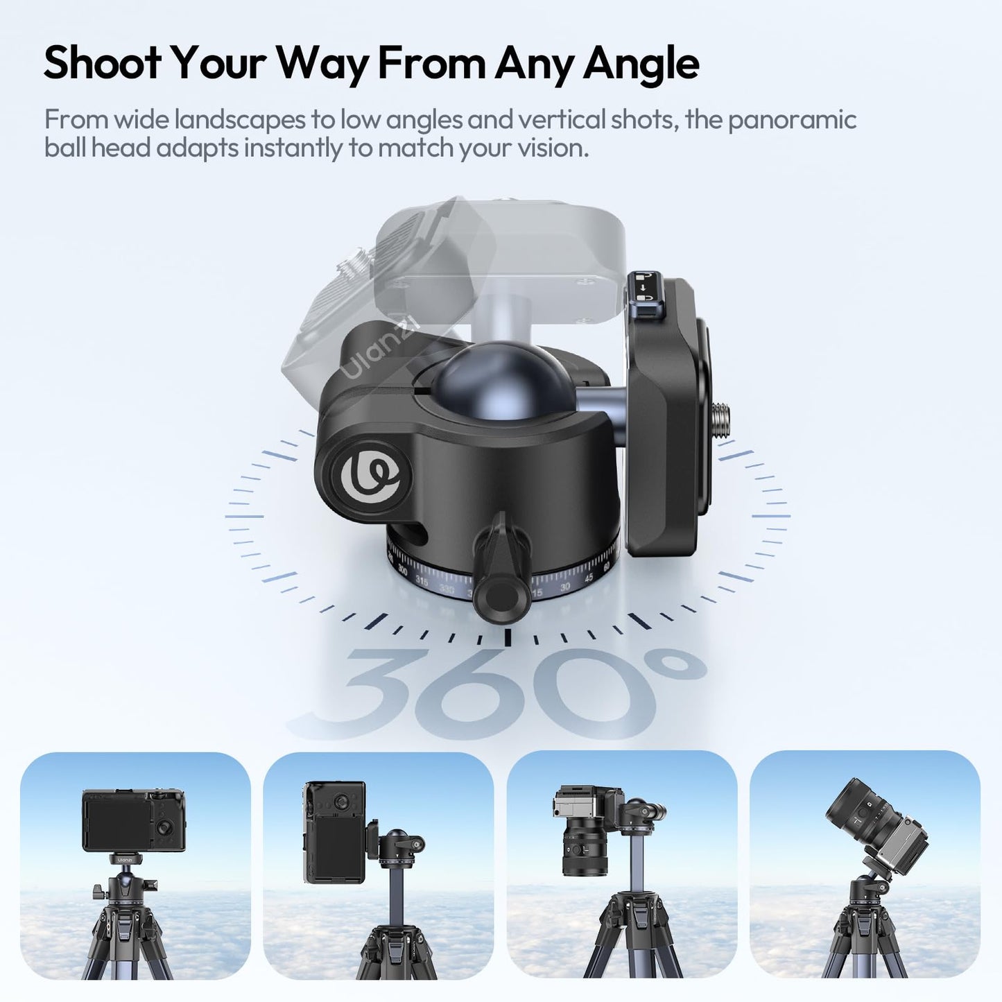 ULANZI Ombra ⅡCamera Tripod 61.5 Inch, 360° Ball Head Travel Tripod Stand with Uka Quick Release Plate for DSLR Sony Canon Fujifilm Camera Smartphone Vlogging Photography with Phone Mount Carry Bag - Medaid International