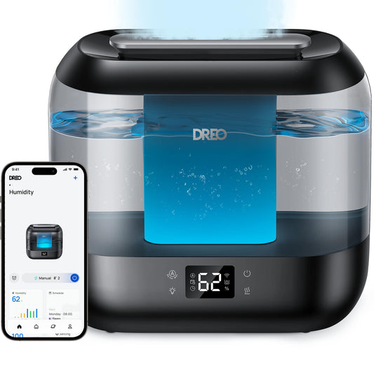Dreo Smart Humidifiers for Bedroom, Top Fill 4L Supersized Humidifier Large Room with 28 dB, 36H Runtime, Touch/APP/Voice Control, Nightlight, Cool Mist Humidifiers for Baby, Plants, Indoor, Black - Medaid International