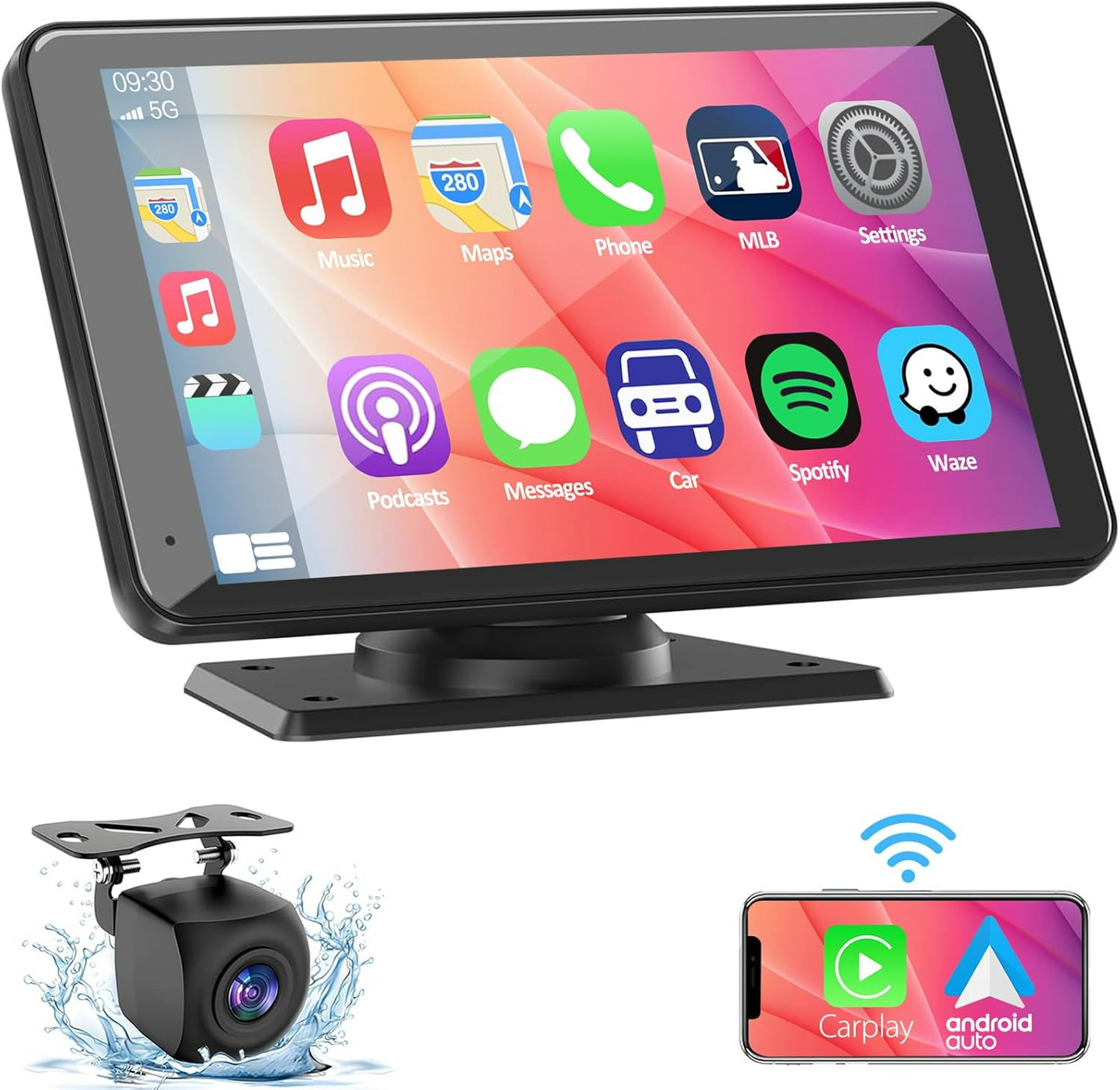Wireless Car Stereo Apple Carplay AirPlay & Android Auto with Backup Camera - Medaid International