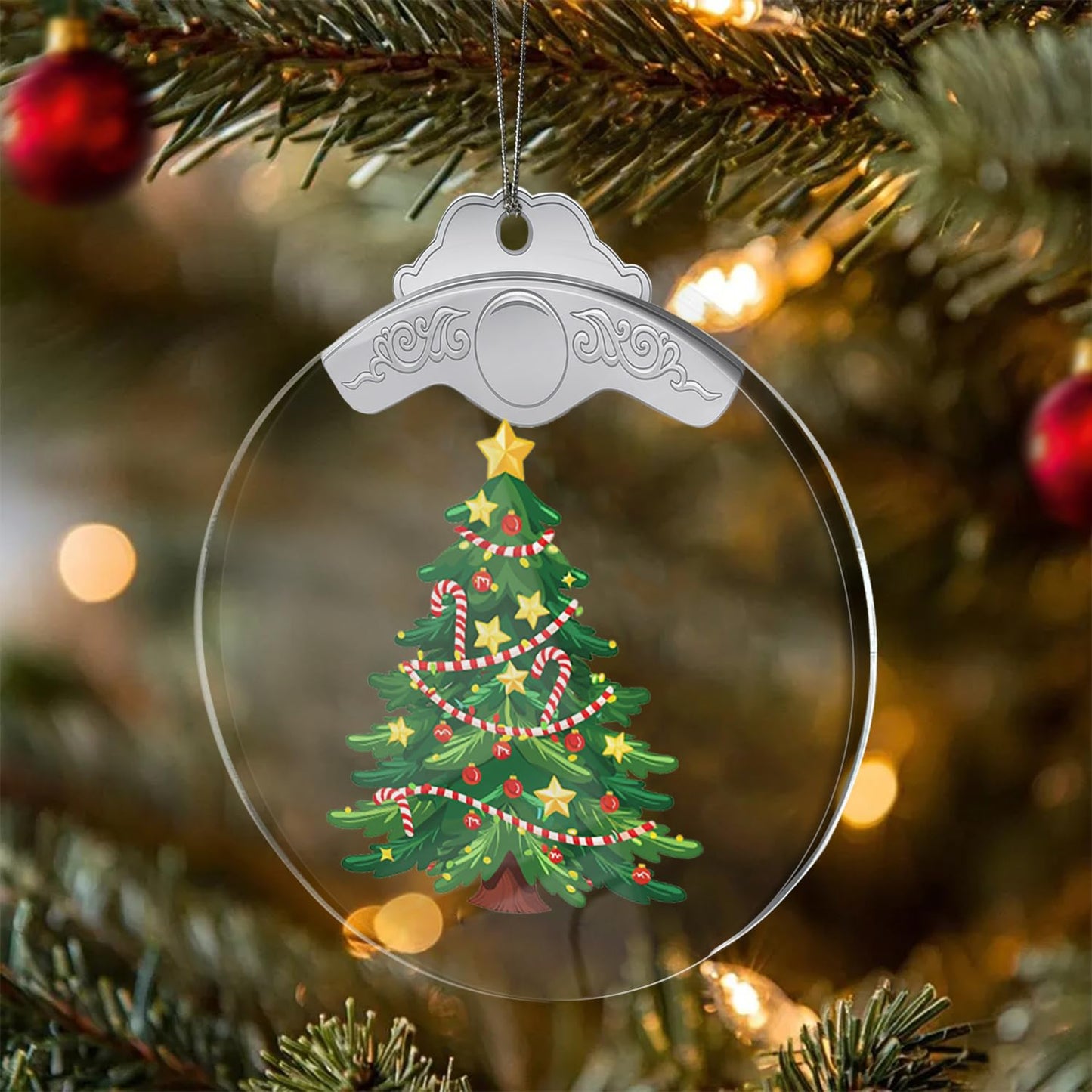 Christmas Ornaments Tree Crystal Hanging, Holiday Handmade Christmas Tree Ornaments, Car & Home Decoration - Xmas Bauble Present Acrylic Craft Decor, Gift Exchange Ideas for Family Friends C190 - Medaid International