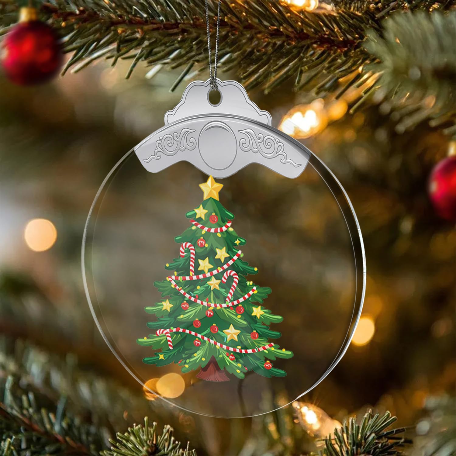 Christmas Ornaments Tree Crystal Hanging, Holiday Handmade Christmas Tree Ornaments, Car & Home Decoration - Xmas Bauble Present Acrylic Craft Decor, Gift Exchange Ideas for Family Friends C190 - Medaid International