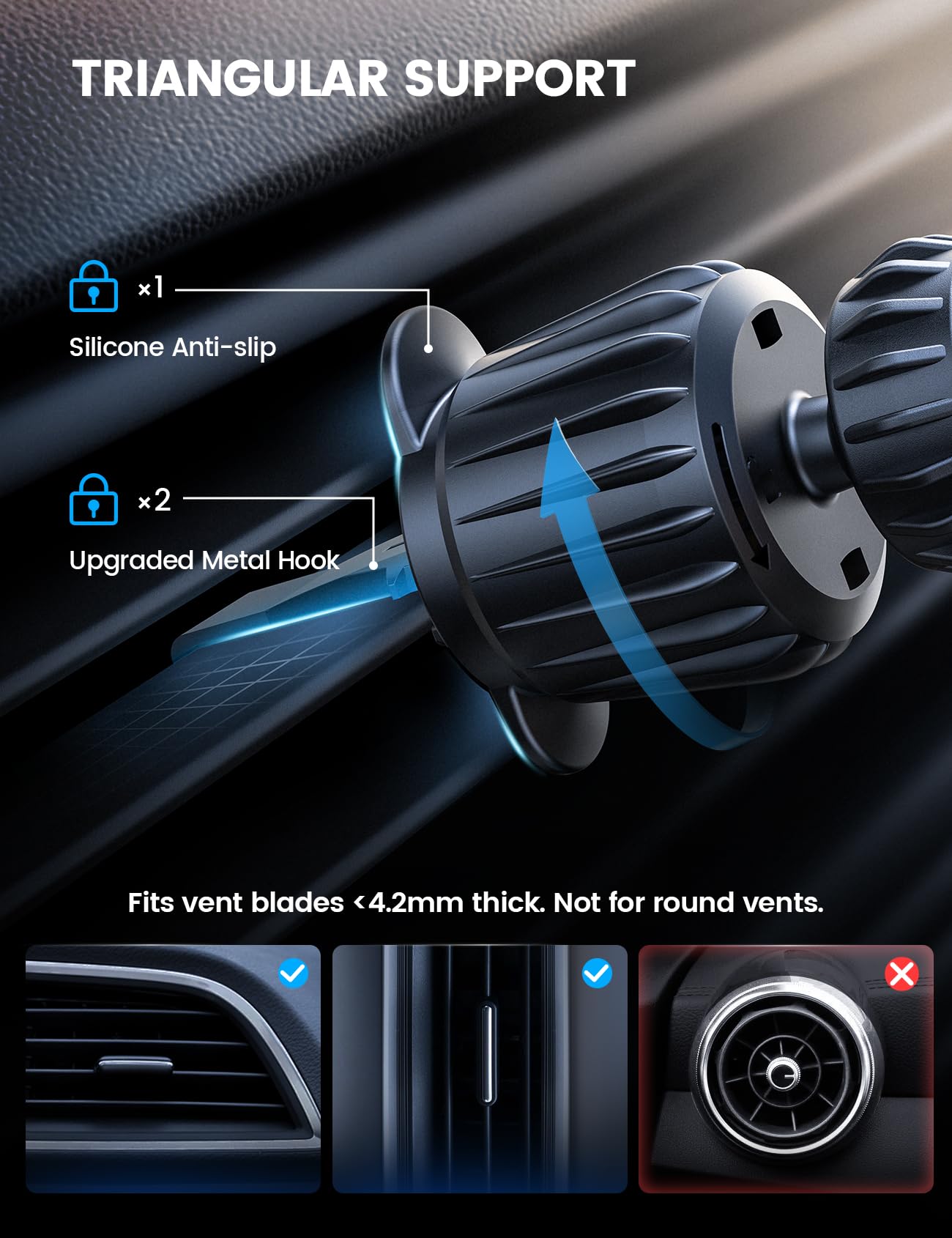 Lamicall for Magsafe Car Mount - [20X N55 Magnets] Magnetic Phone Holder for Your Car Dashboard Vent Car Phone Holder for iPhone 16 All Smartphone fits Magsafe Phone case - Medaid International