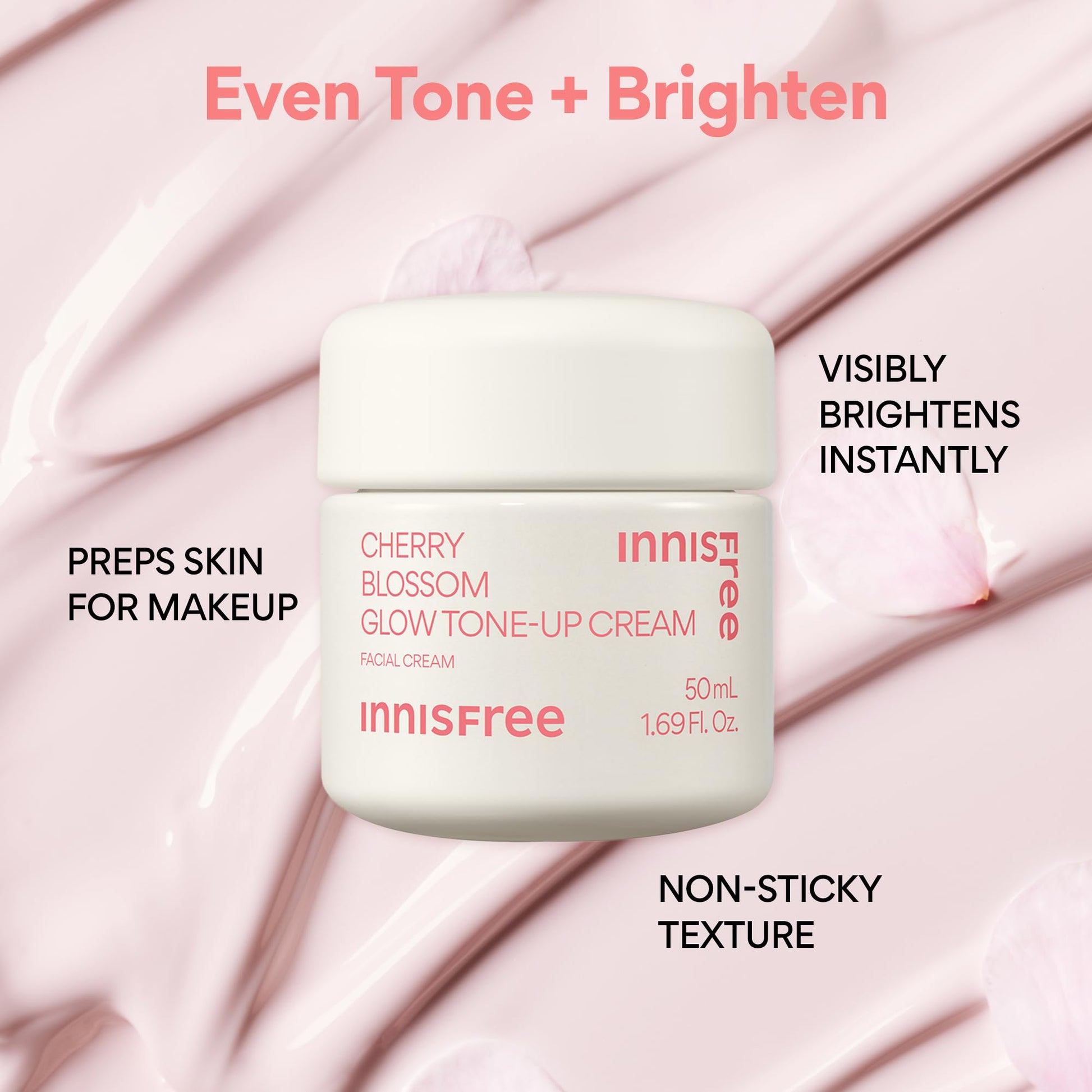 innisfree Cherry Blossom Glow Tone-Up Cream with Niacinamide for Bright, Even Skin Tone, Korean Skincare Gel Moisturizer for Face (Packaging May Vary) - Medaid International