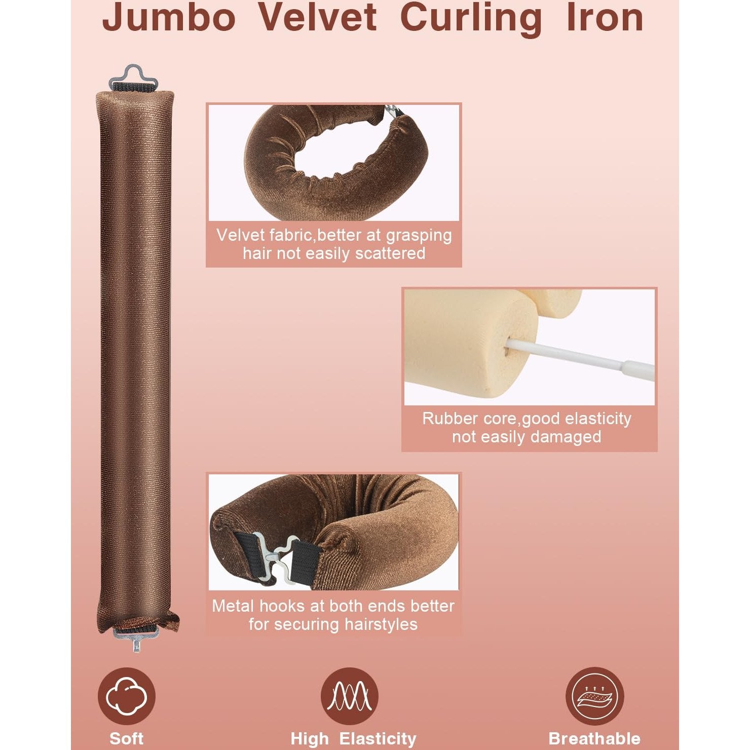NUNFLUE Heatless Curls Overnight Set - Jumbo Soft Hair Curlers to Sleep In, No Damage Velvet Curling Rods with Silk Scarf, Overnight Non-Heating Sleep Styling Tools for All Hair Types - Medaid International