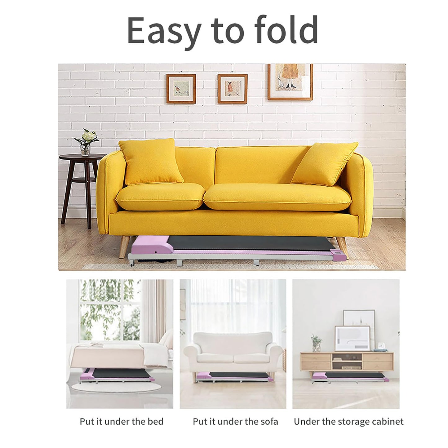 NaKeah Folding Treadmill for Home, 1.5hp Walking Pad, Under Desk Treadmill for Workout with 1-10km/H, For Home/Office Fitness Exercise,Silver - Medaid International