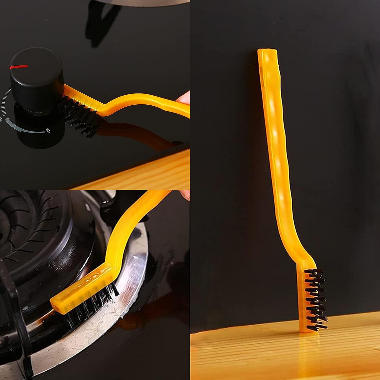 Gas Stove Cleaning Brushes (3 Pcs) , Nylon/Brass/Stainless Steel Wire Brushes for Cleaning - Medaid International