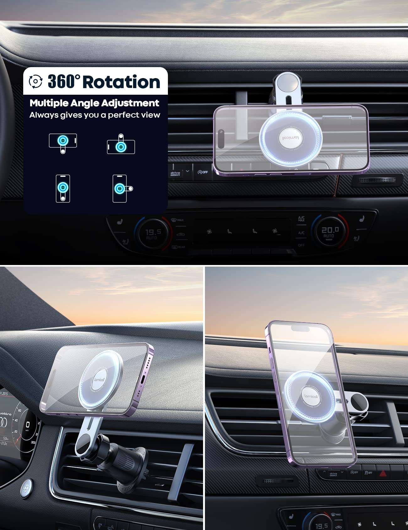 Lamicall Car Phone Mount for & Phone Stand Charger -Bundle - Medaid International