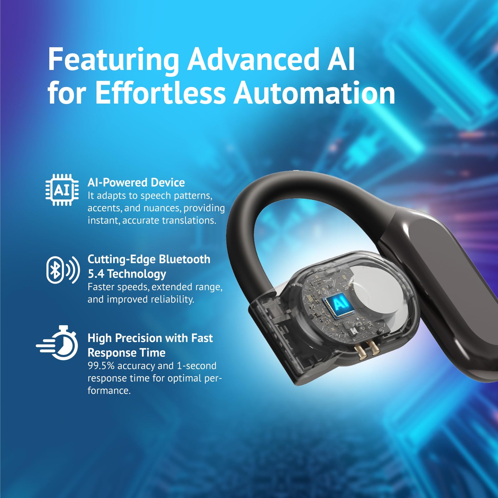 AI Language Translation Earbuds - Real Time Two Way OWS Translator Earphones - 144 Languages Auto Translate Wireless Headphones - Instant Translating Device fit iOS & Android for Business Travel - Medaid International