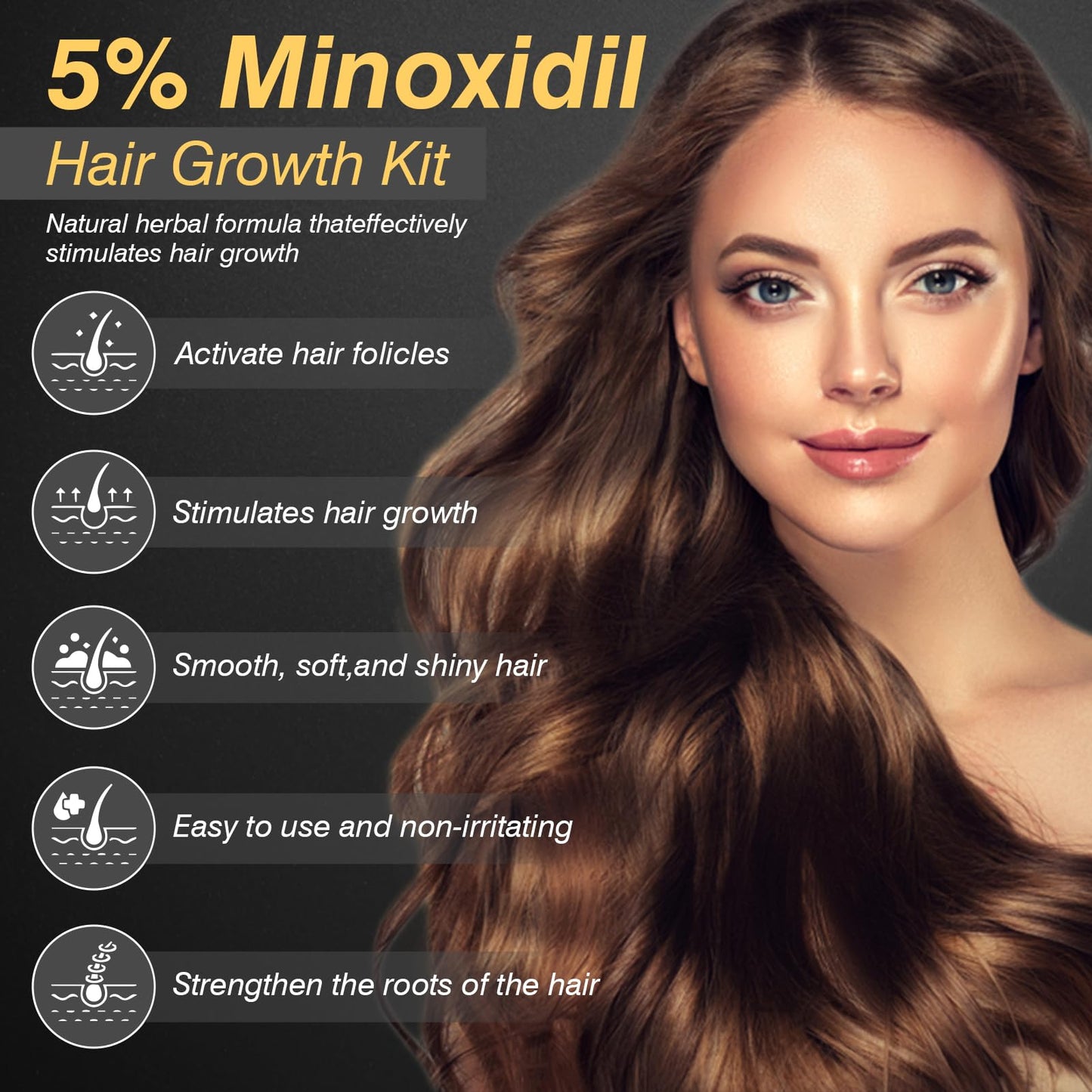 5% Minoxidil Hair Growth for Men and Women, Minoxidil Hair Growth Serum, Promotes Hair Growth, Strengthens Hair Follicles, Helps Prevent Hair Fall and Hair Loss - Medaid International