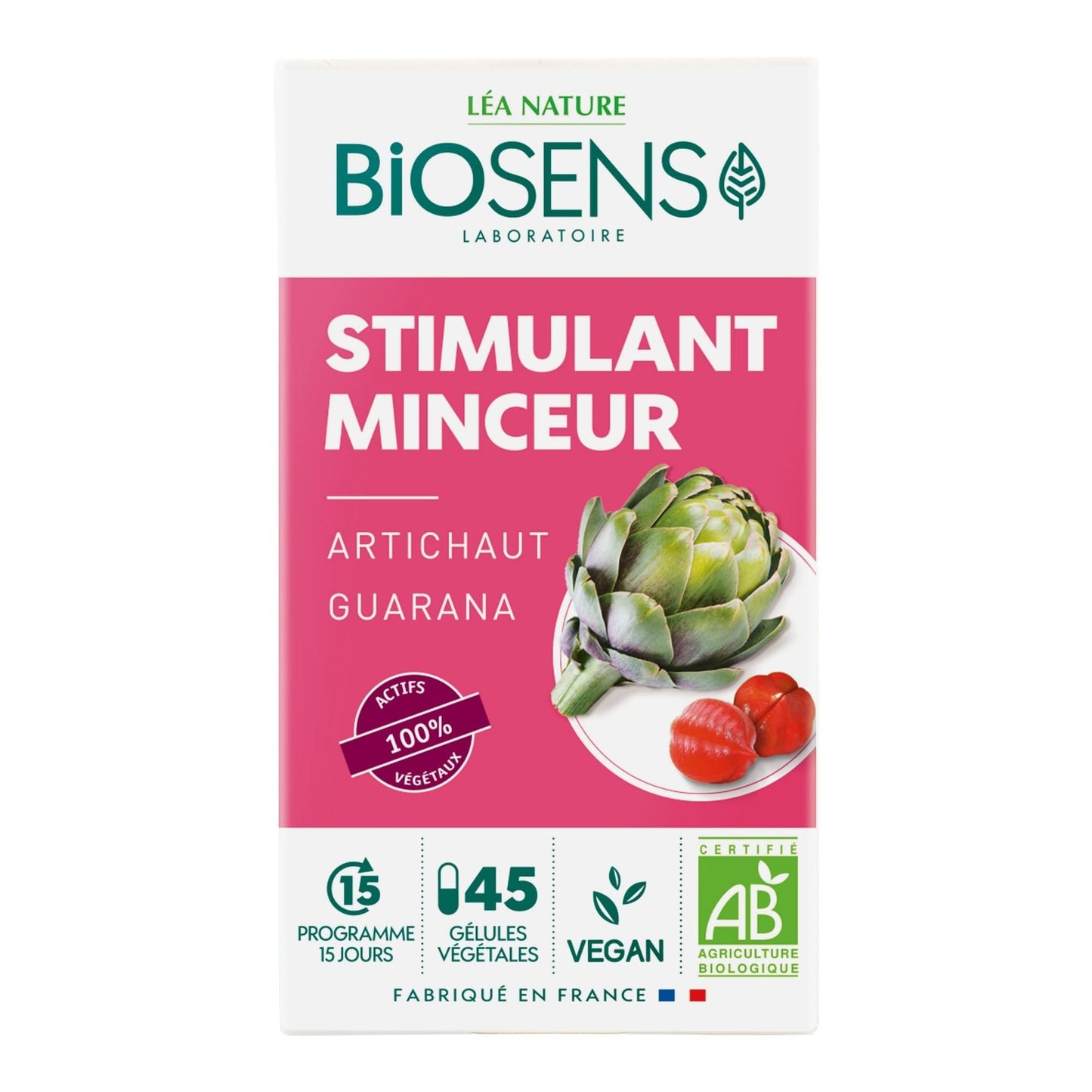 Biosens - Gélule végétale Stimulant Minceur - Artichaut et Guarana - Certifié Bio AB Vegan - Fabriqué en France - Actifs 100% Végétaux - Programme de 15 jours - 45 gélules (Lot de 2) - Medaid International