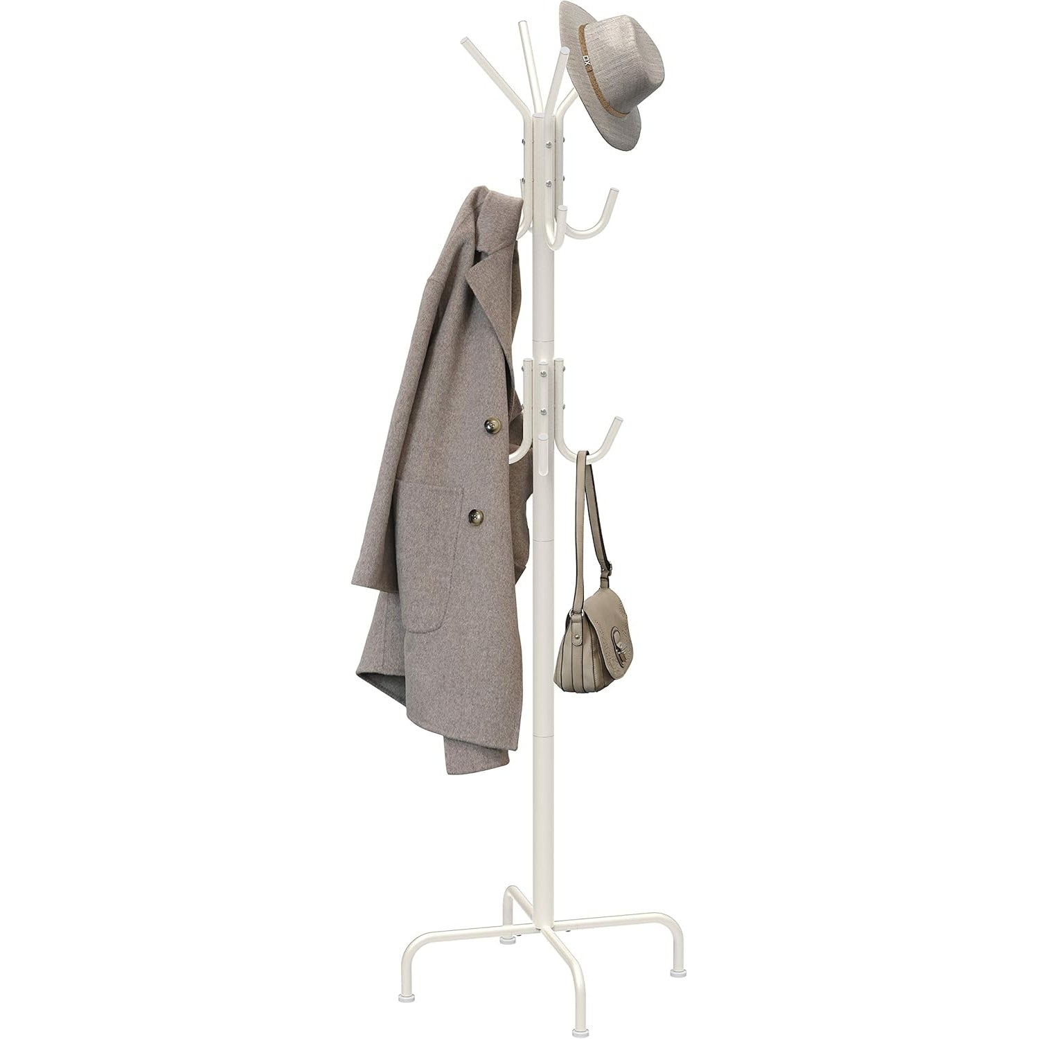 Simple Houseware Standing Coat and Hat Hanger Organizer Rack, 12 Hooks White - Medaid - Lebanon