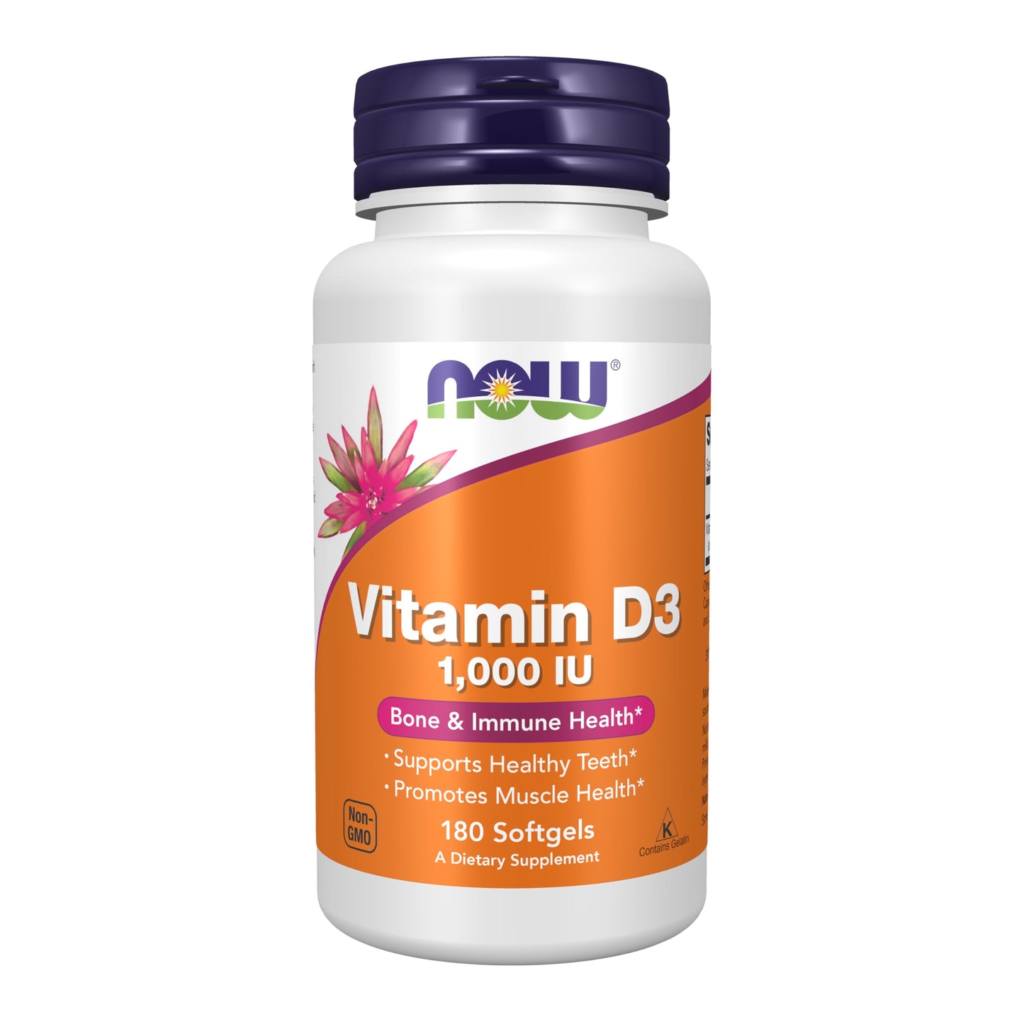 NOW Supplements, Vitamin D-3 1,000 IU, High Potency, Structural support*, 180 Softgels - Medaid International