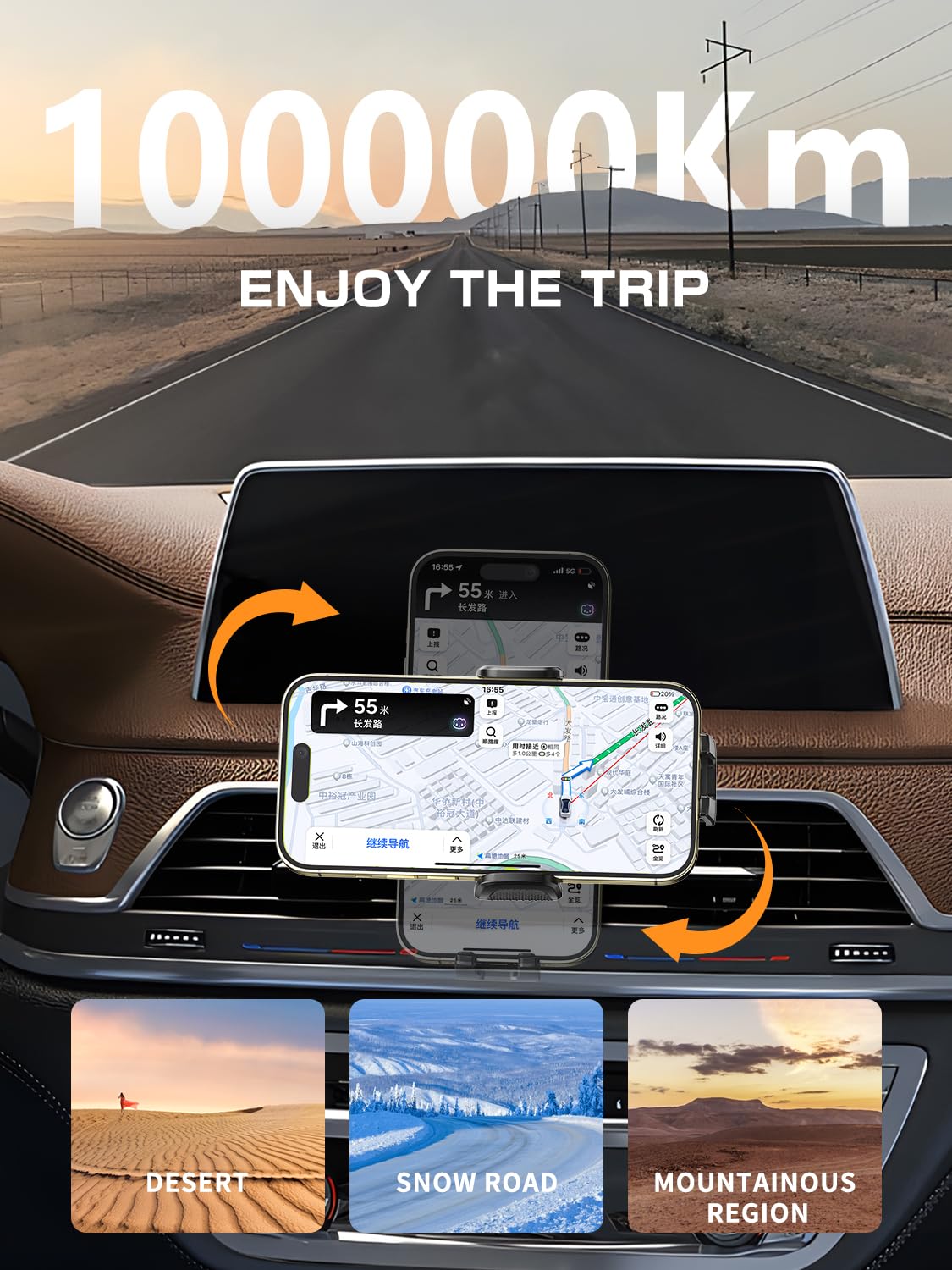 Topmake Car Phone Holder Mount,【2025 Upgrade】 3-in-1 Cell Phone Holder for Car, Dashboard Windshield, Suction Cup Hands-Free Car Phone Stand, Automobile Cradles Universal,Black - Medaid International