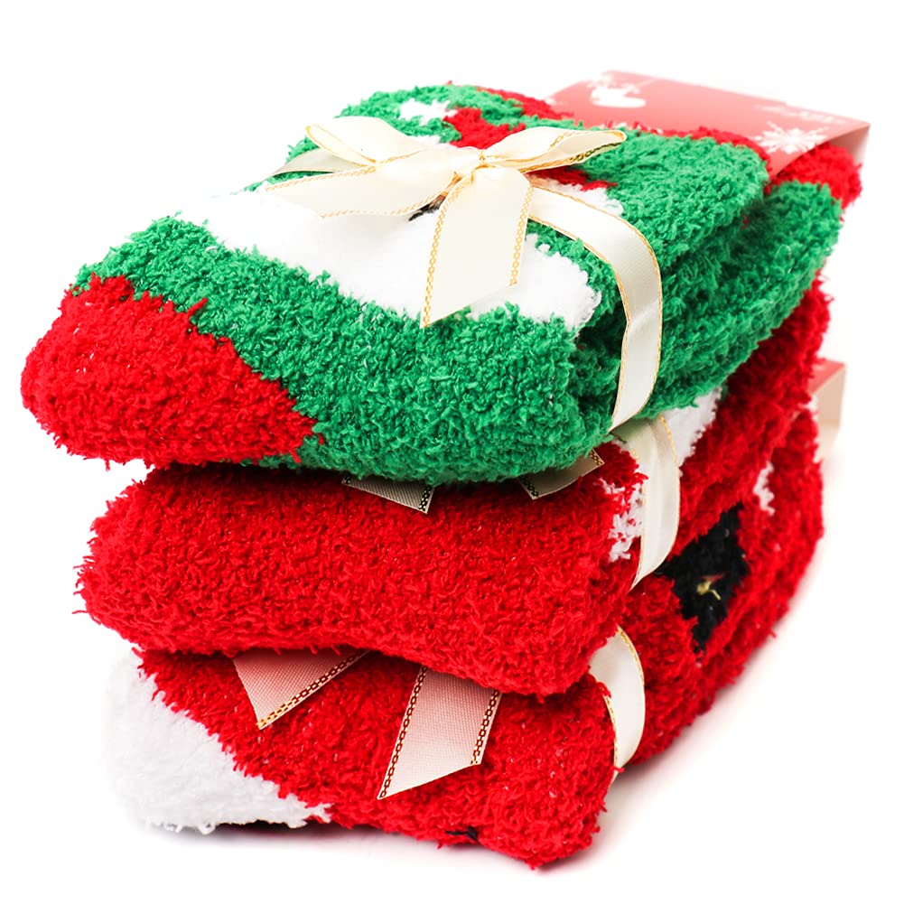 Yoicy Women Christmas Fuzzy Fluffy Socks - Cozy Warm Slipper Bed Socks For Xmas Gift - Medaid International