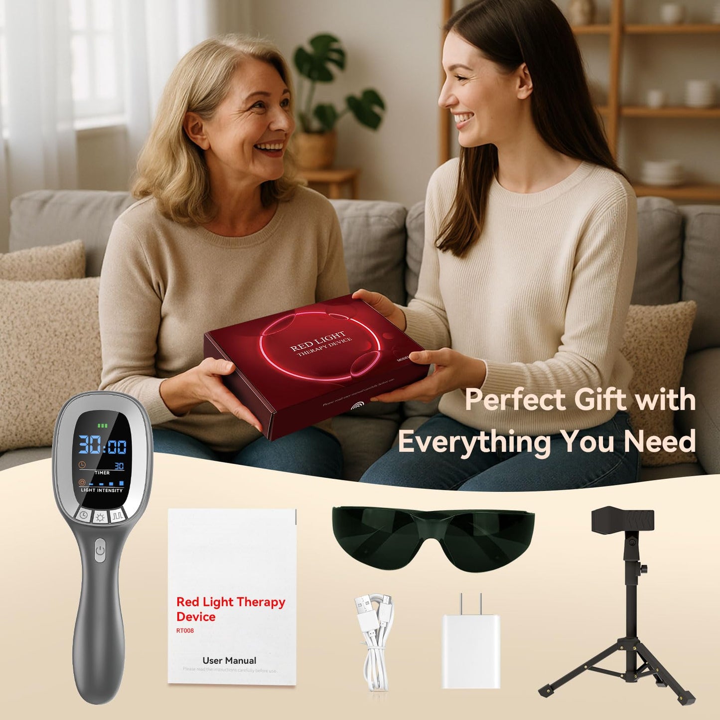 Cold Red Light Therapy Device – Dual Wavelength 8×808nm & 30×650nm Red Light Therapy Wand – Handheld Infrared Light Therapy for Body, Knee, Shoulder, Back, Muscles, Joints and Pets - Medaid International