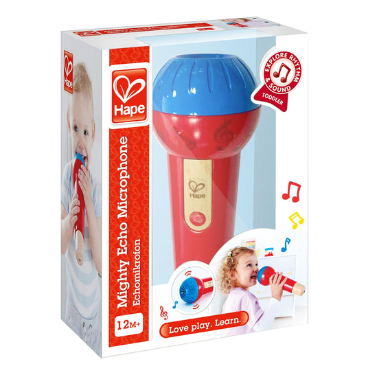 Hape Mighty Echo Microphone | Battery-Free Voice Amplifying Microphone Toy for Kids 1 Year & Up, Red, Model Number: E0337 - Medaid International