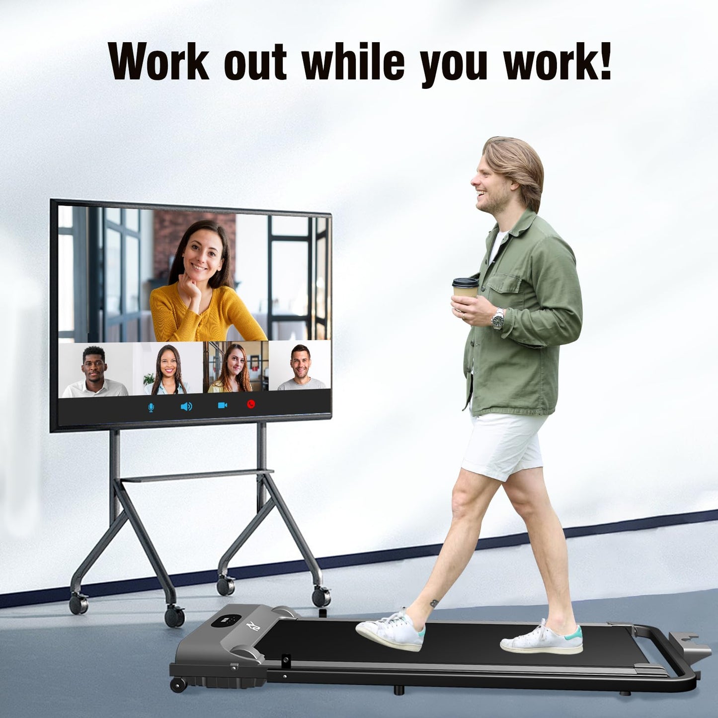 Walking Pad Treadmill, 3 in 1 for Walking and Jogging, Low Noise, Under Desk for Home/Office with LED Display, Remote Control, Installation-Free, Collapsible armrests Grey - Medaid International