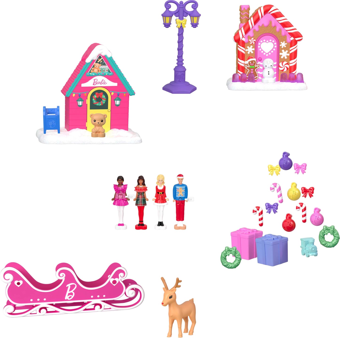 Barbie Mini Land Collectible Advent Calendar with 1.5-Inch Dolls & 24 Days of Surprises, Winter Village Play Areas for Storytelling Fun - Medaid International