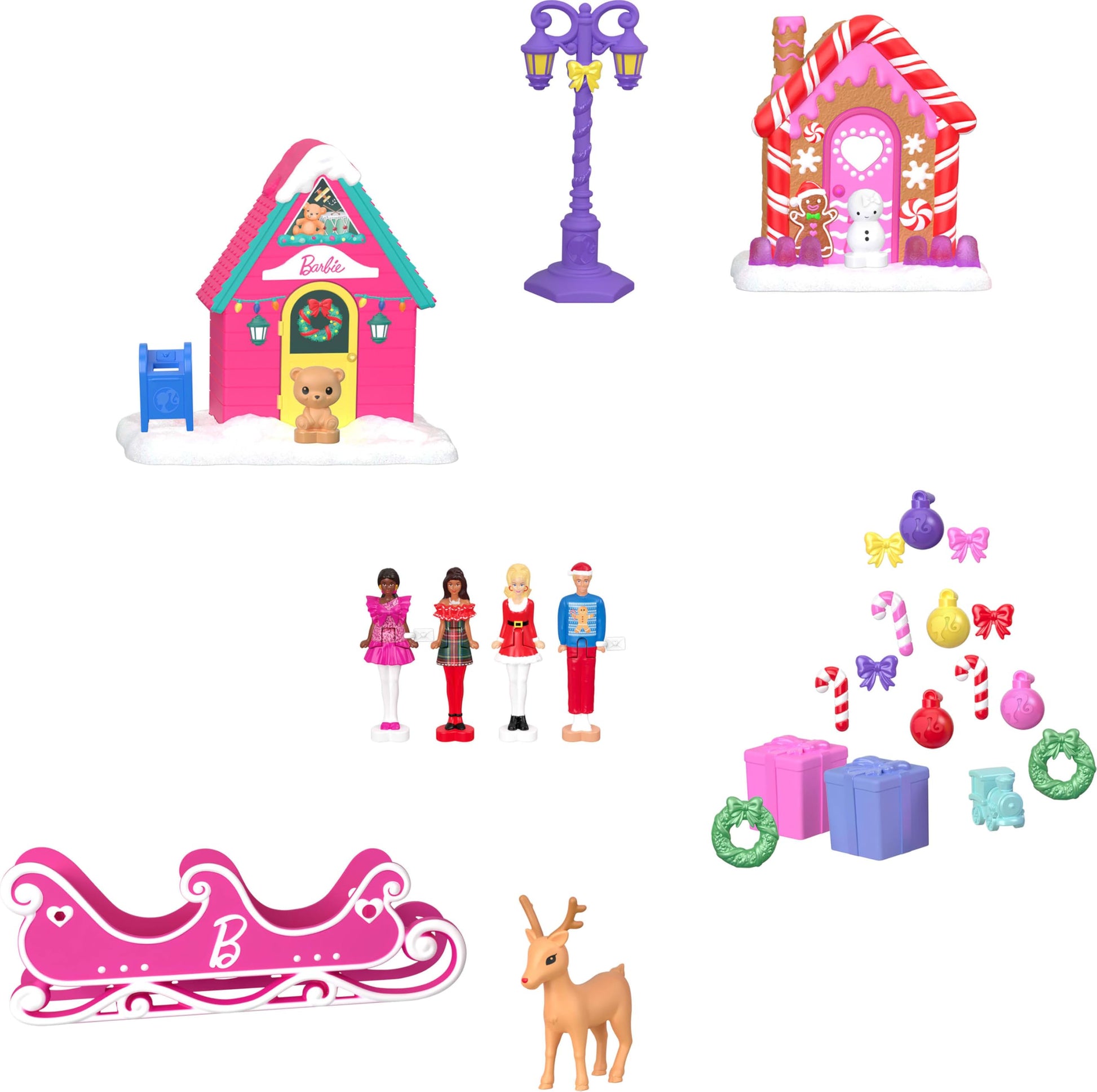Barbie Mini Land Collectible Advent Calendar with 1.5-Inch Dolls & 24 Days of Surprises, Winter Village Play Areas for Storytelling Fun - Medaid International