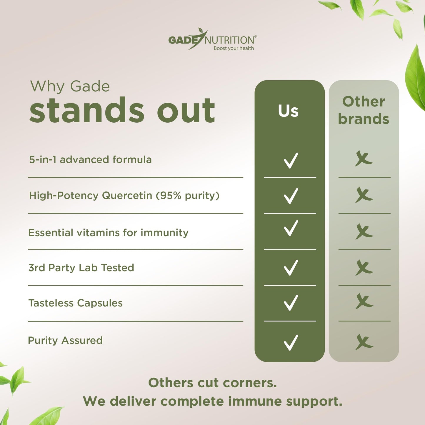 Gade Nutrition Quercetin with Bromelain Vitamin C and Zinc Vitamin D3 | Immune Support Supplement in Capsules | Non-GMO, Gluten-Free, Vegan | Made in The USA | 2 Month Supply - Medaid International