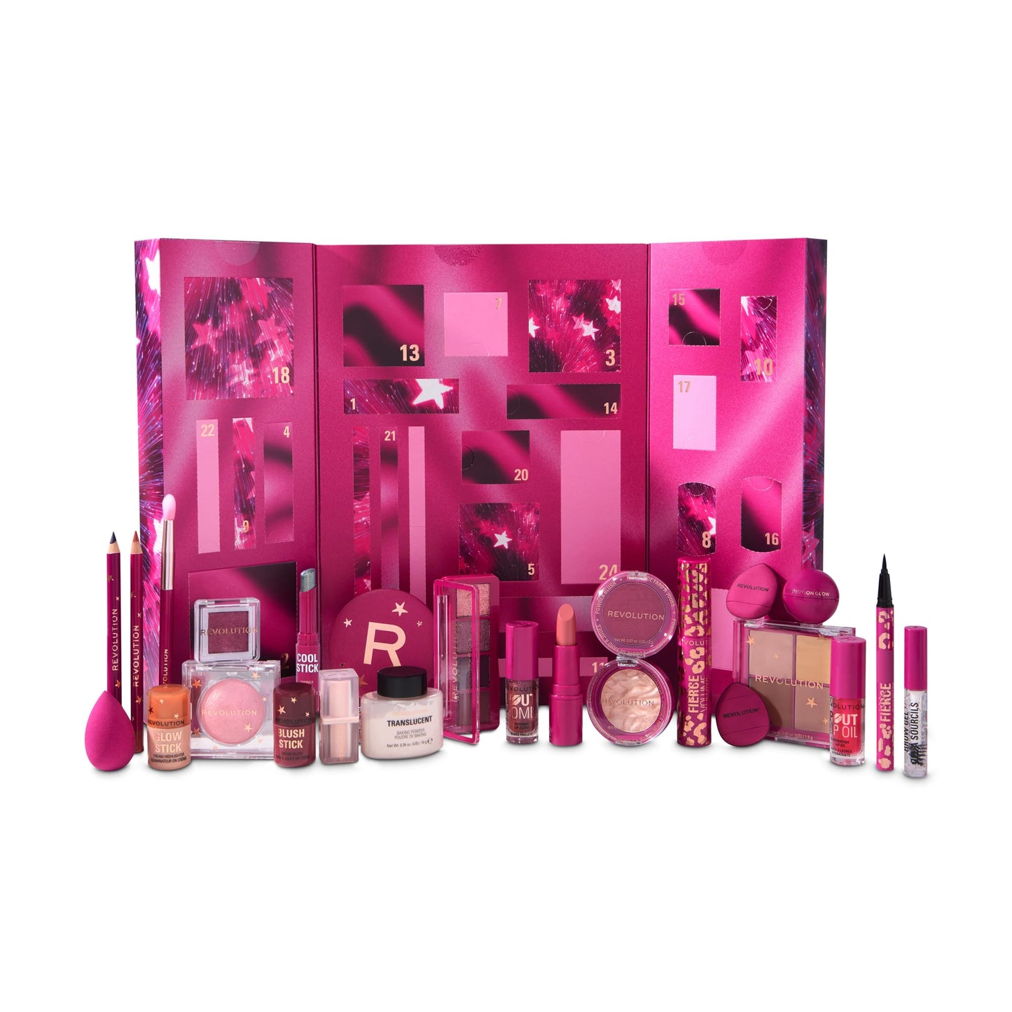 Revolution Makeup Advent Calendar 2025, 24-Piece Beauty Gift Set for Lips, Eyes, & Face, Features Essential Cosmetics & Tools, Vegan & Cruelty-Free - Medaid International
