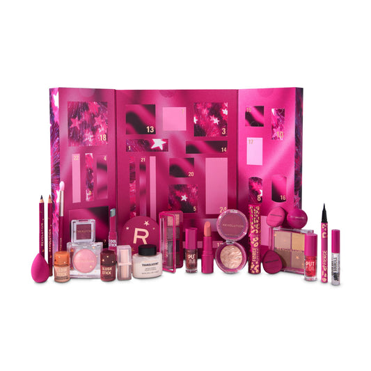 Revolution Makeup Advent Calendar 2025, 24-Piece Beauty Gift Set for Lips, Eyes, & Face, Features Essential Cosmetics & Tools, Vegan & Cruelty-Free - Medaid International