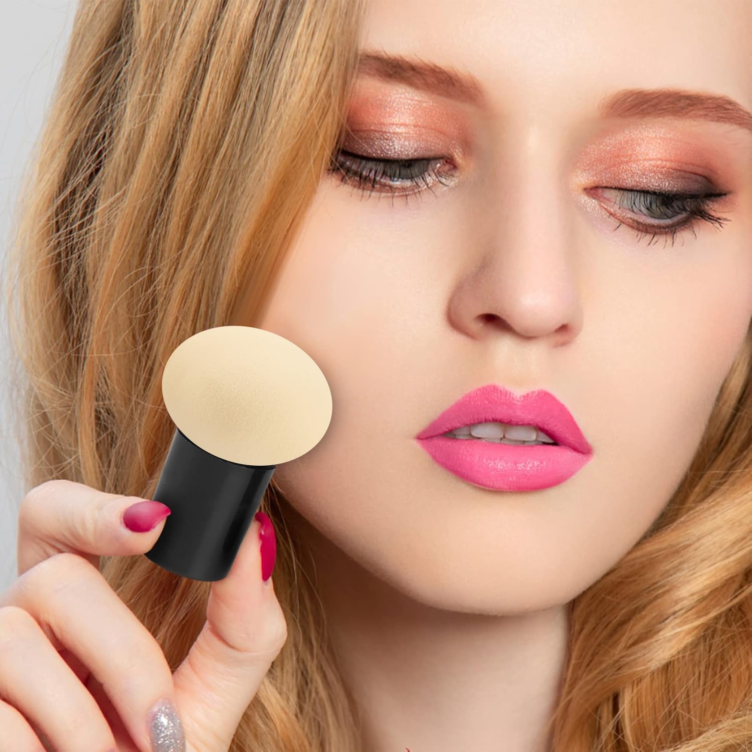 2PCS Mushroom Makeup Sponge, Makeup Brush Sponge with Handle Case, Dual-Ended Foundation Blender, Beauty Blender for Liquid Cream Powder, Professional Cosmetic Tool (White&Brown) - Medaid International