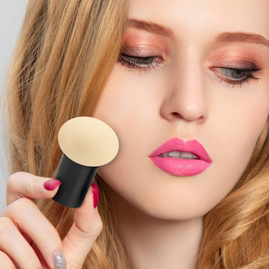 2PCS Mushroom Makeup Sponge, Makeup Brush Sponge with Handle Case, Dual-Ended Foundation Blender, Beauty Blender for Liquid Cream Powder, Professional Cosmetic Tool (White&Brown) - Medaid International
