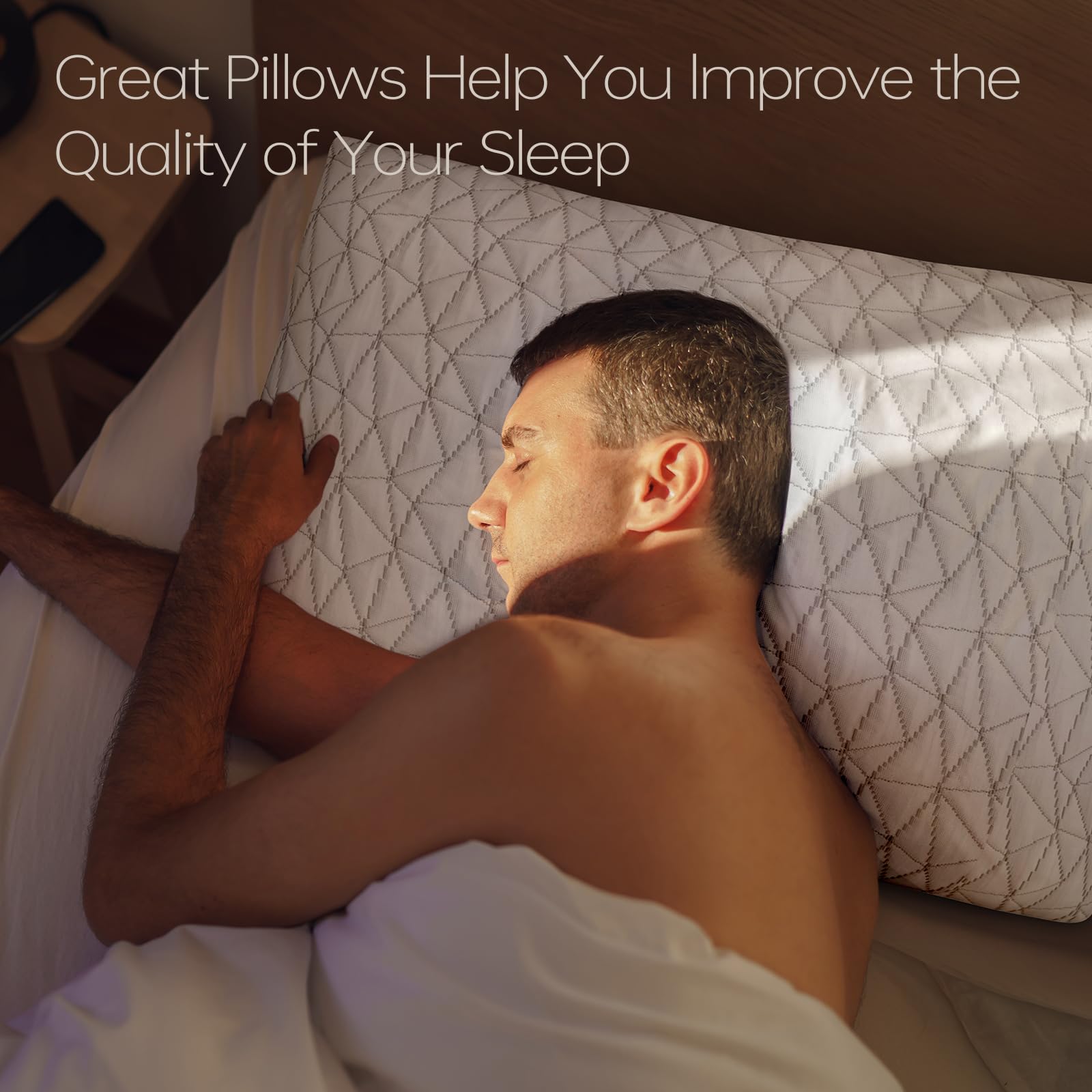 CushyOasis Shredded Memory Foam Pillows, Bed Pillows for Sleeping, Queen Size Pillows, Cooling Pillow, Stomach and Back Sleepers with Removable Washable Pillowcase (Queen*1) - Medaid International