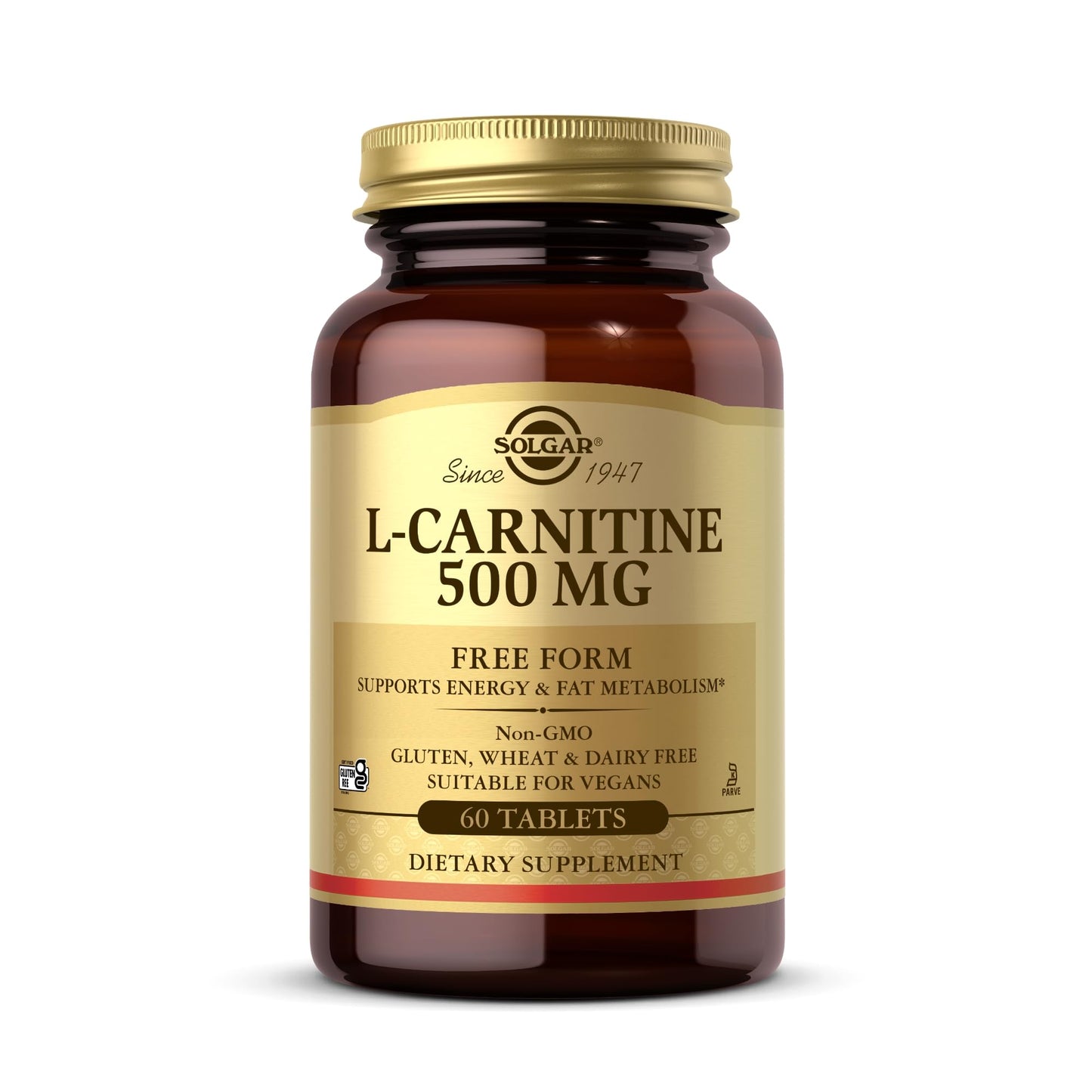 Solgar L-Carnitine 500 mg - 60 Tablets - Non-GMO, Vegan, Gluten Free, Dairy Free, Kosher - 30 Servings - Medaid International