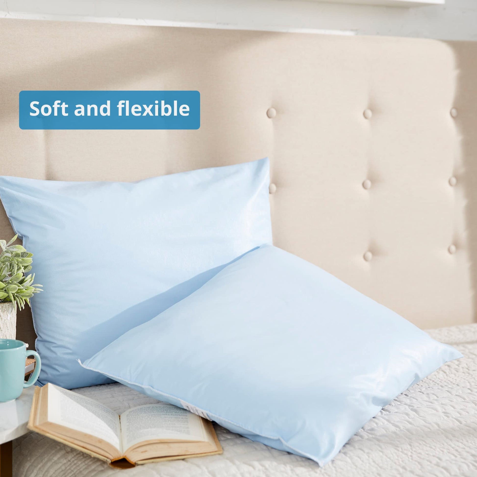 McKesson Medical Pillow [1 Count] Reusable Hospital Bed Pillows, Vinyl Cover, Fluid Moisture and Stain-Resistant, Blue, 19 in x 25 in - Medaid International