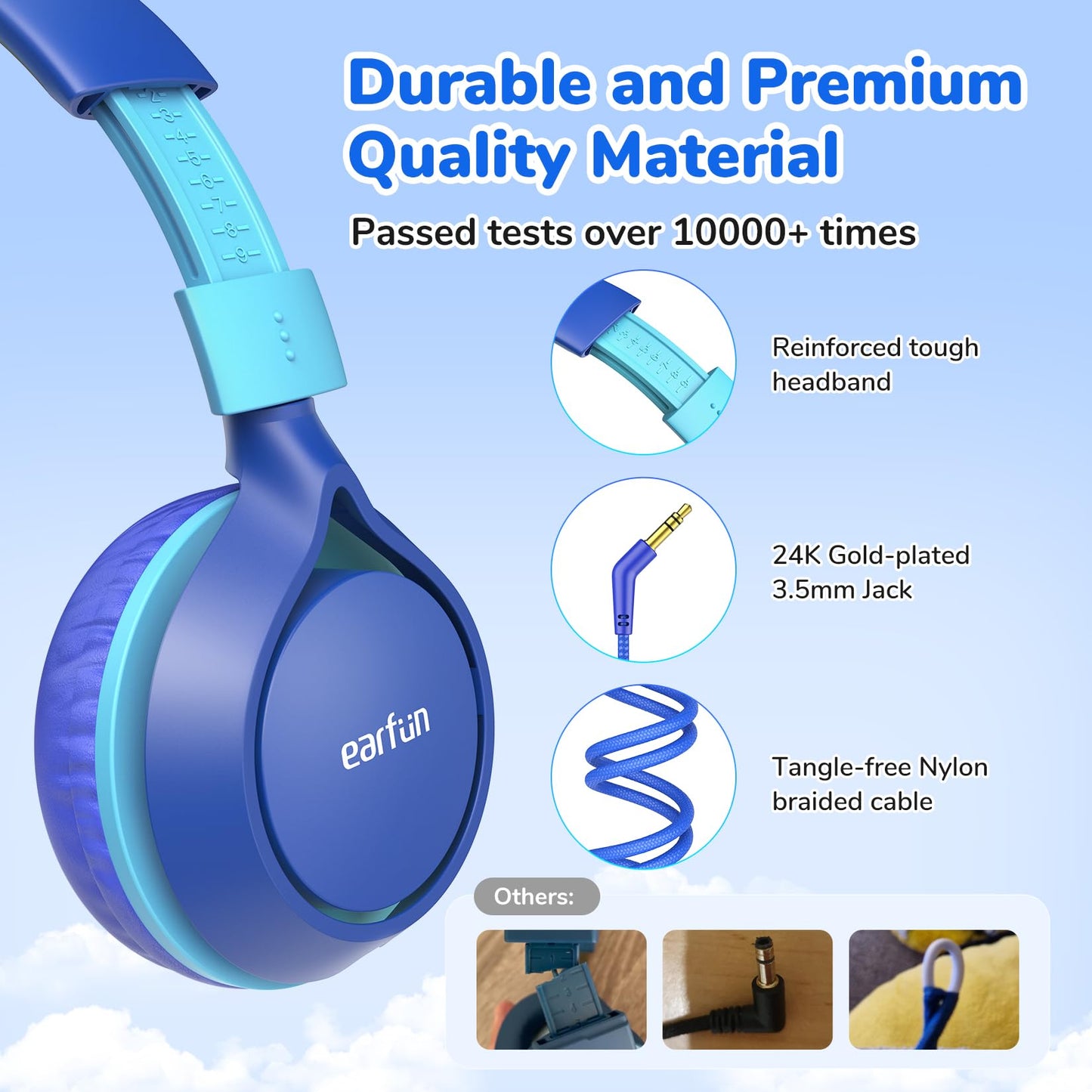 EarFun S1 Kids Headphones, Foldable Wired Headphones for Kids, 85dB Volume Limit, Stereo Sound, Adjustable Headband, Portable Lightweight On-Ear Headphone for School/Travel/Boys/Girls/PC/Tablet - Medaid International