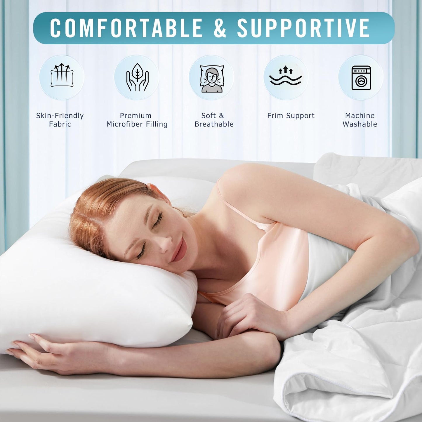 Sycoodeal Hotel Collection Bed Pillows for Sleeping 2 Pack,Standard Size Cooling Pillows,Hotel Quality with Premium Soft Down Alternative Fill for Side Stomach Back Sleepers - Medaid International