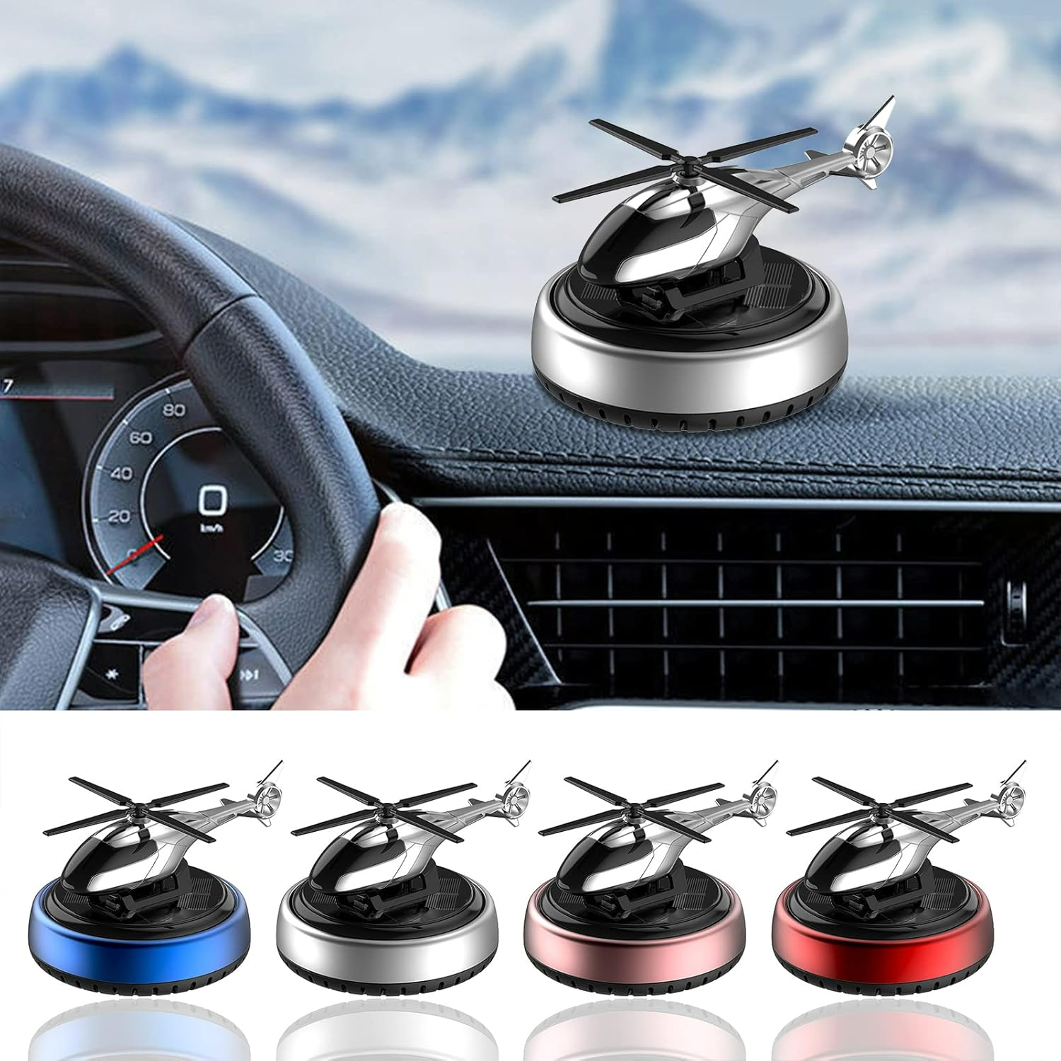 Solar Powered Helicopter Car Air Freshener  Rotating Aromatherapy Diffuser for Car, Home & Office - Medaid International