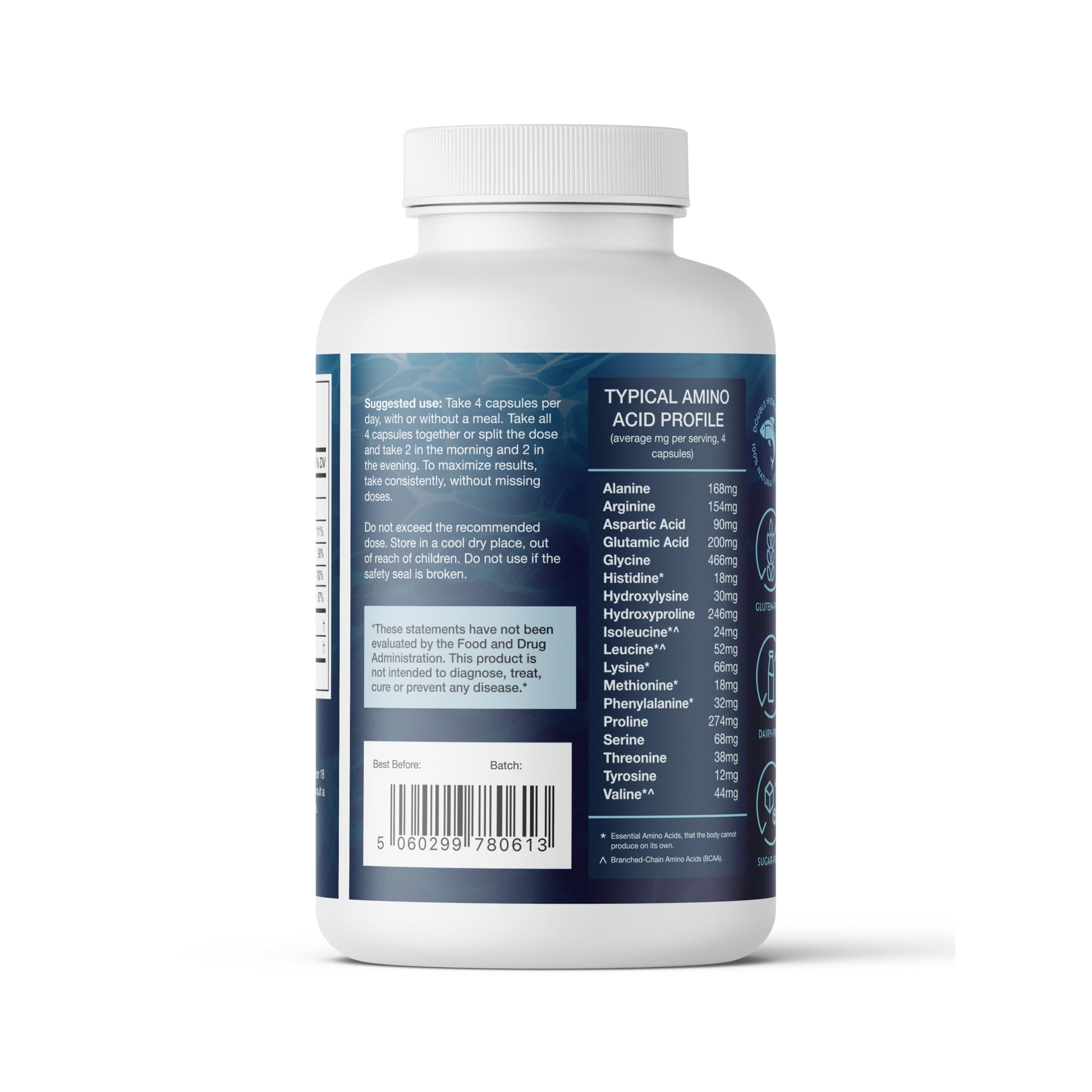 CORREXIKO Marine Collagen Supplement Pills - 1800mg Hydrolyzed Collagen Peptides per Serving with Added Hyaluronic Acid, Vitamin C & Minerals - for Hair, Skin & Nails - 360 Capsules 3 Month Supply - Medaid International