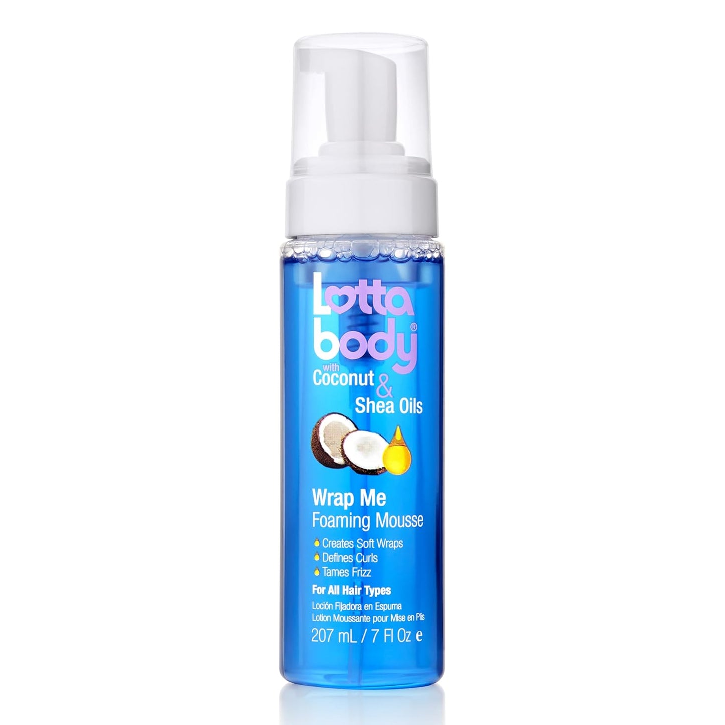 Lottabody Coconut Oil and Shea Wrap Me Foaming Curl Mousse , Creates Soft Wraps, Hair Mousse for Curly Hair, Defines Curls, Anti Frizz, 7 Fl Oz - Medaid International