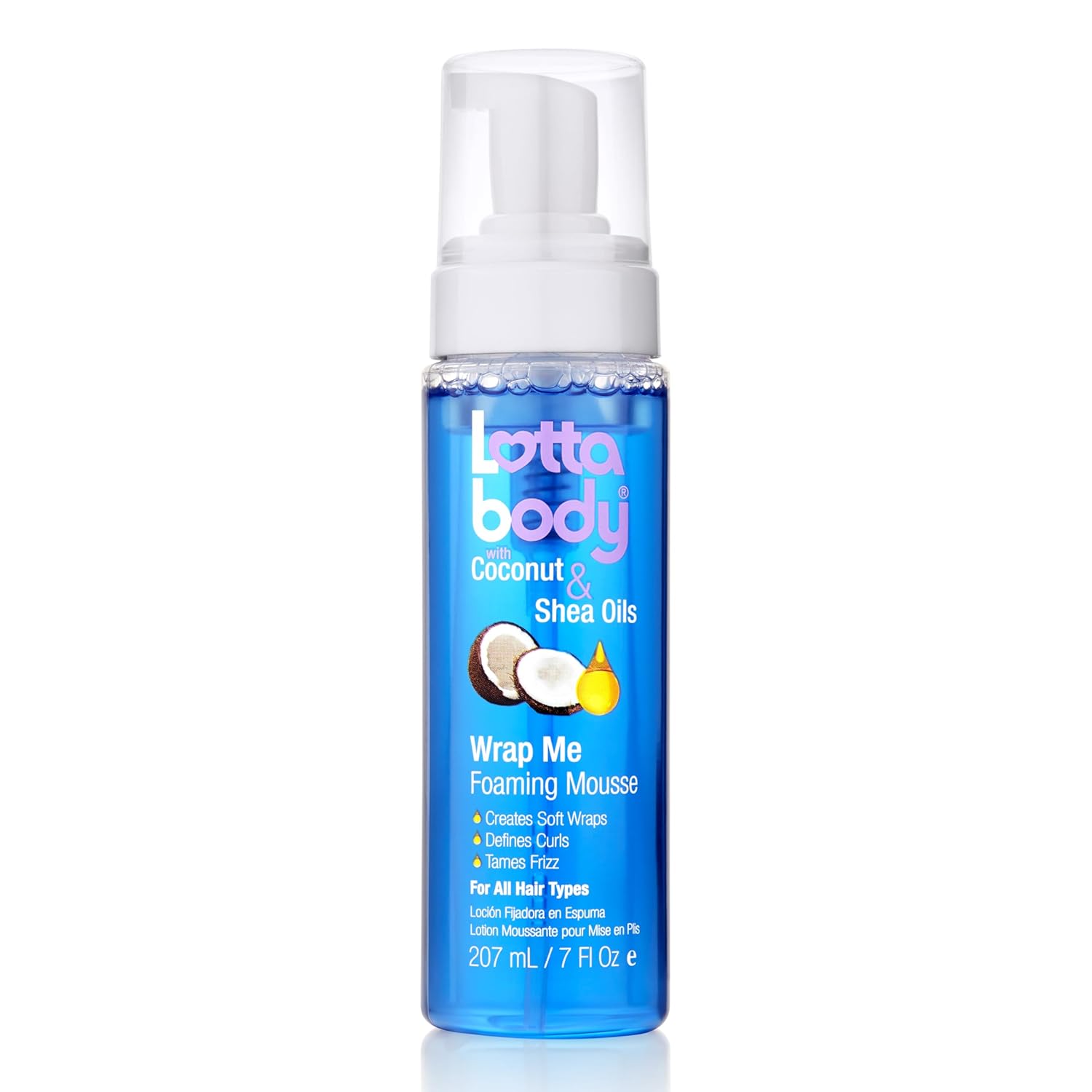 Lottabody Coconut Oil and Shea Wrap Me Foaming Curl Mousse , Creates Soft Wraps, Hair Mousse for Curly Hair, Defines Curls, Anti Frizz, 7 Fl Oz - Medaid International